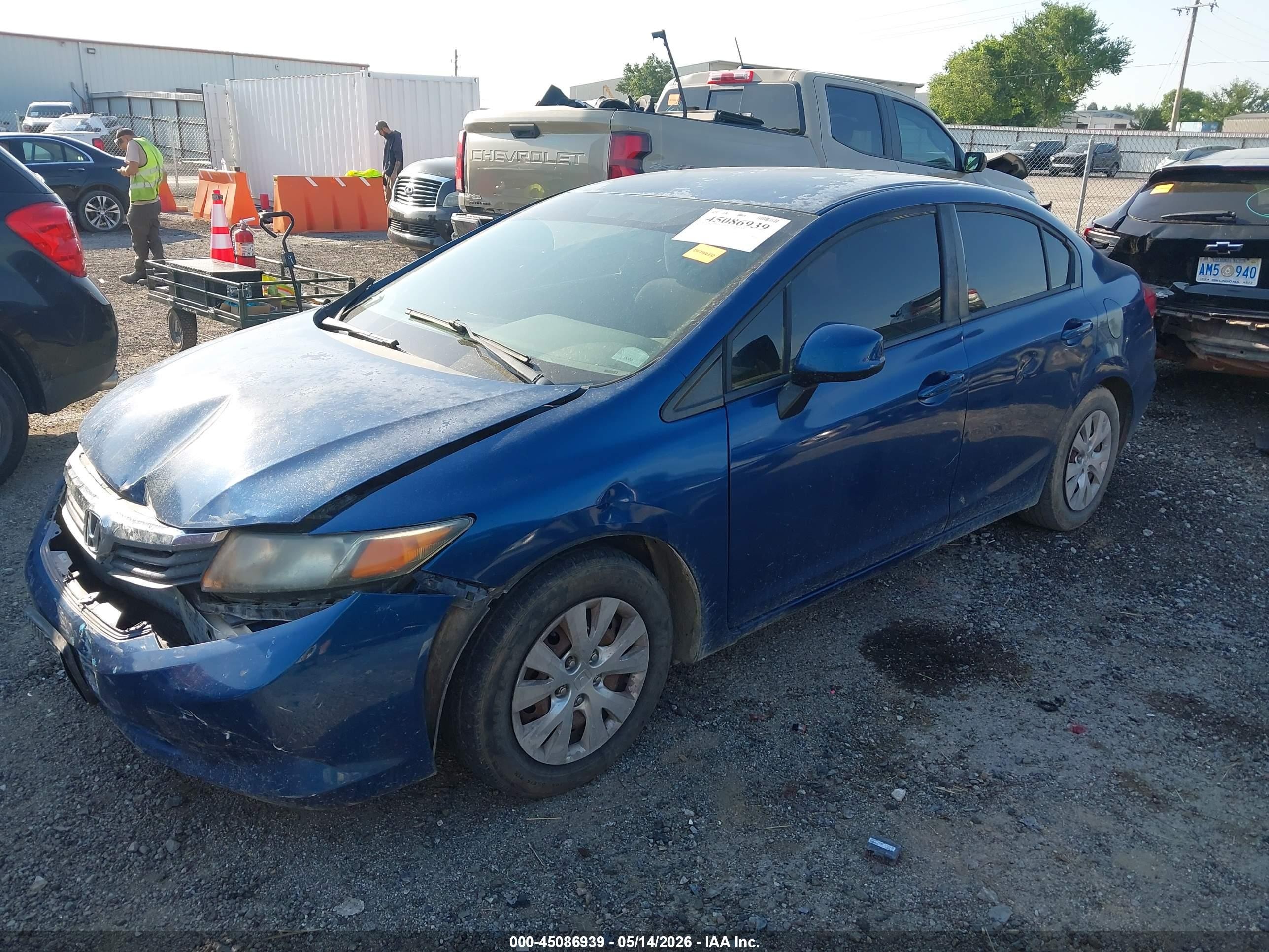 2012 Honda Civic Lx Blue vin: 2HGFB2F51CH501578