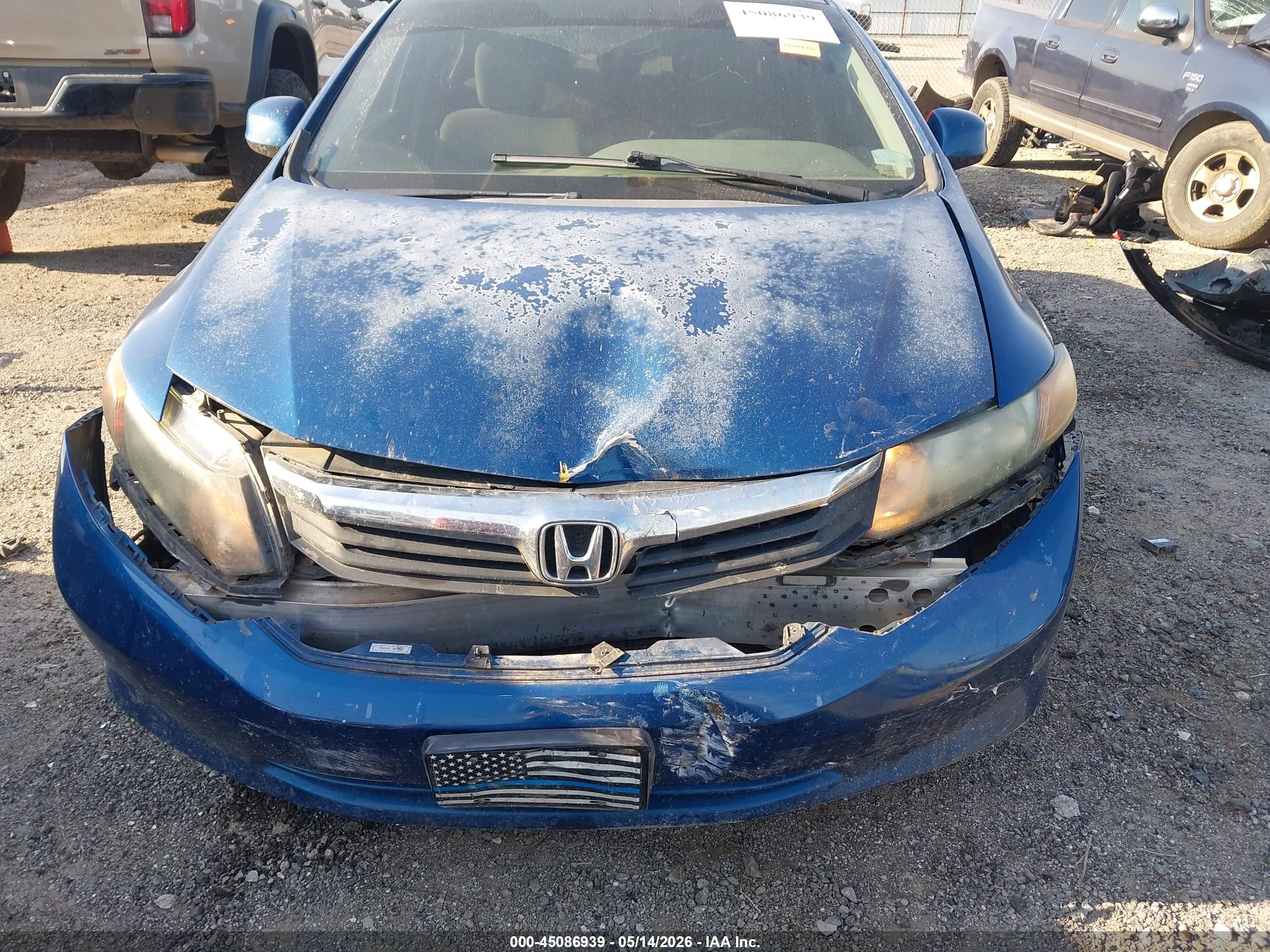 2012 Honda Civic Lx Blue vin: 2HGFB2F51CH501578