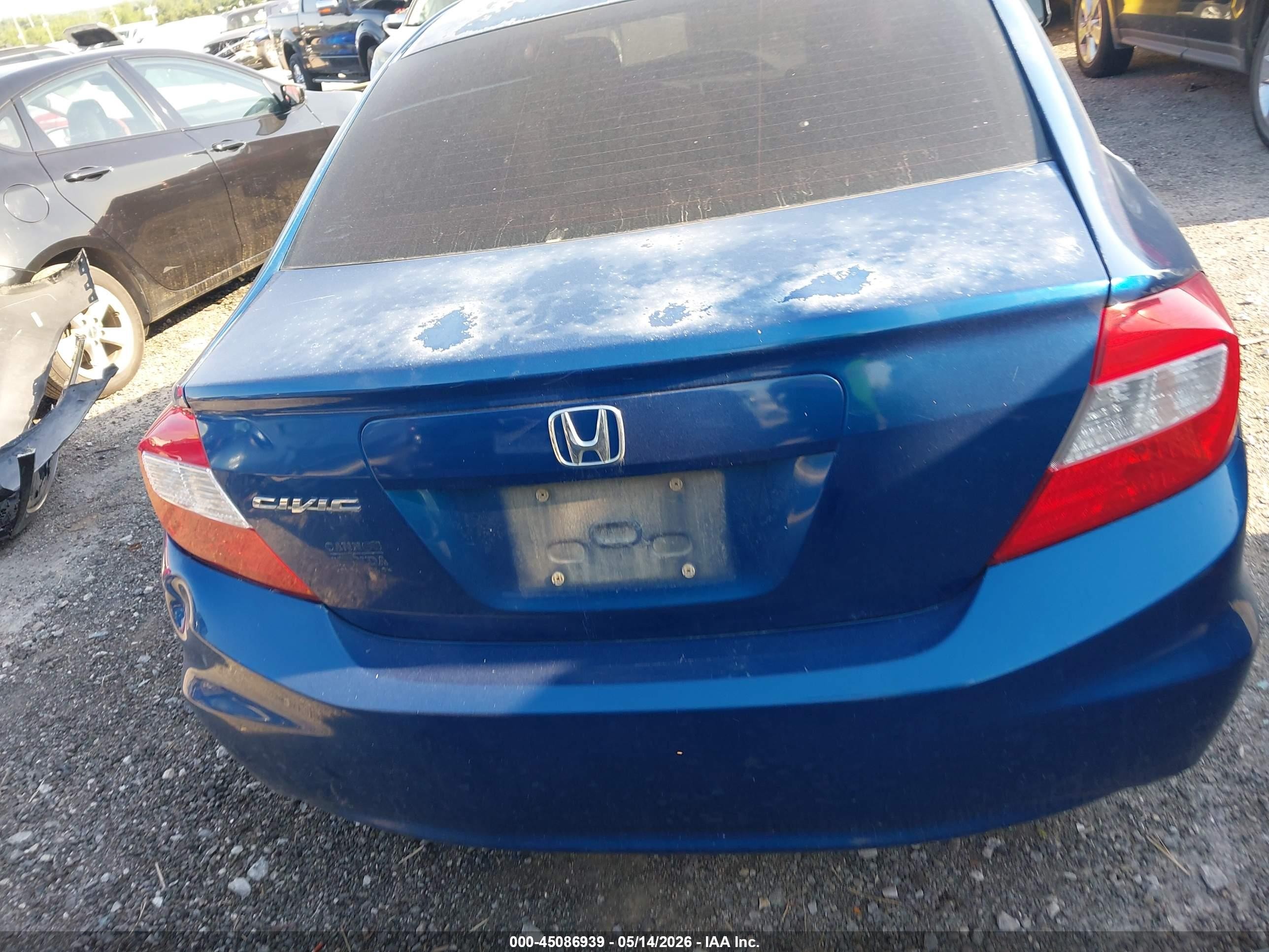 2012 Honda Civic Lx Blue vin: 2HGFB2F51CH501578