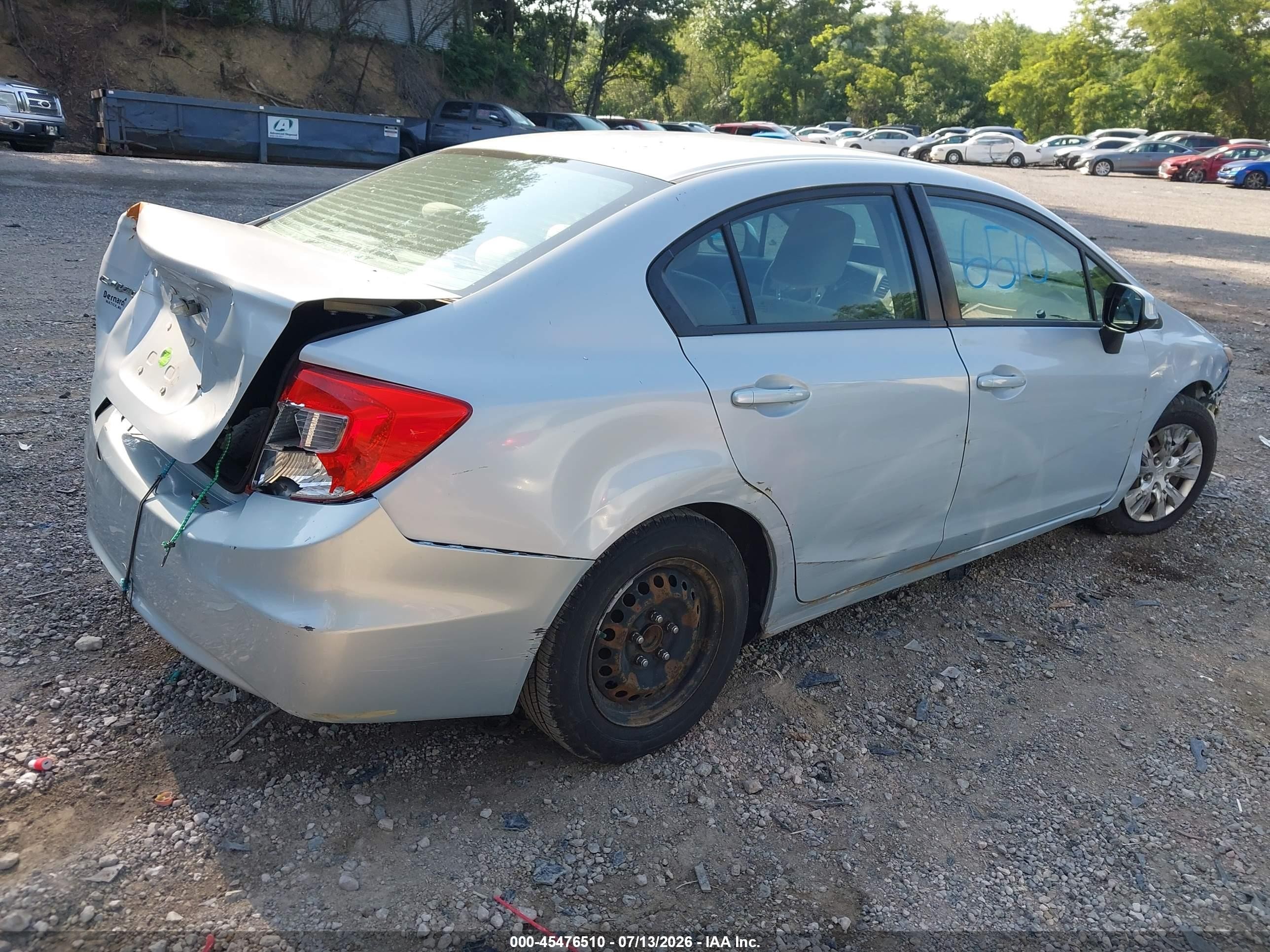 2012 Honda Civic Lx Silver vin: 2HGFB2F51CH514623
