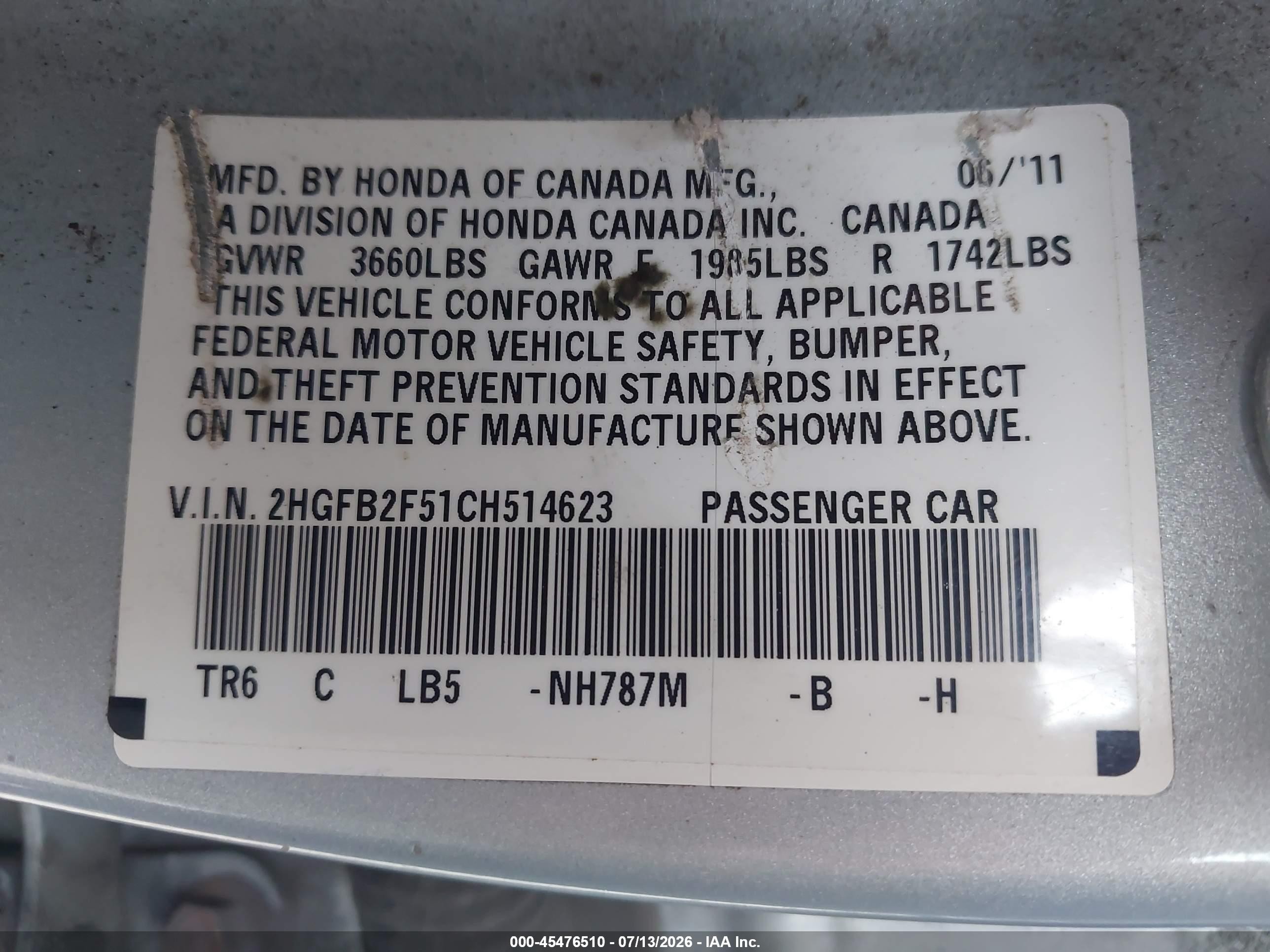 2012 Honda Civic Lx Silver vin: 2HGFB2F51CH514623