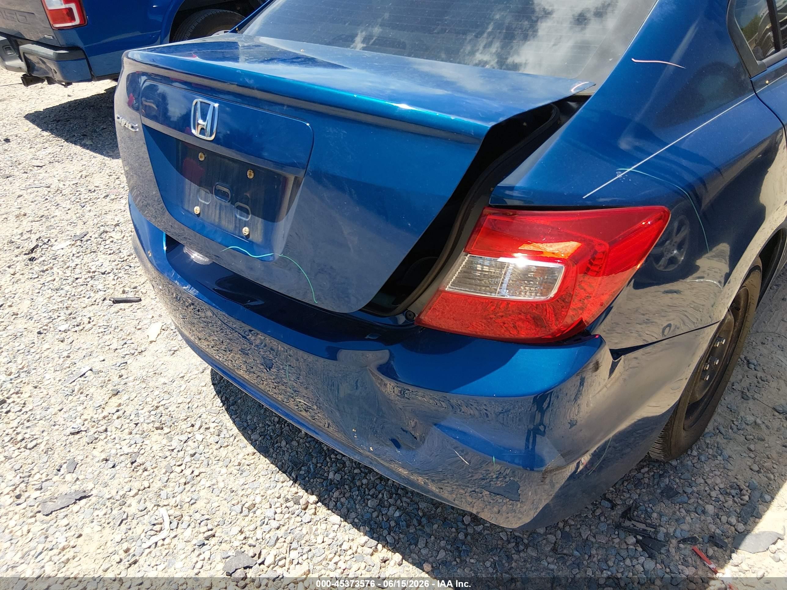 2012 Honda Civic Lx Blue vin: 2HGFB2F51CH534497