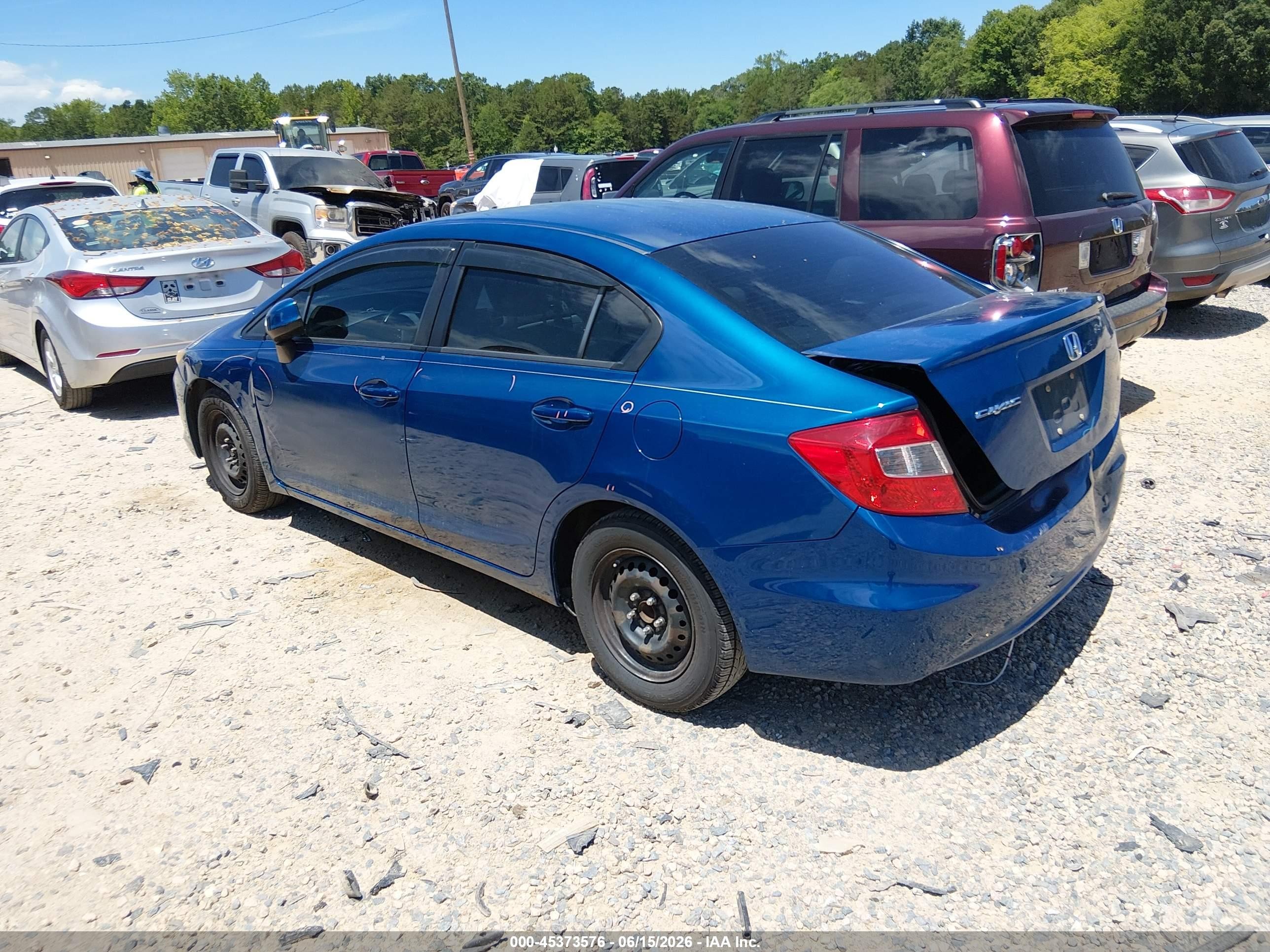 2012 Honda Civic Lx Blue vin: 2HGFB2F51CH534497