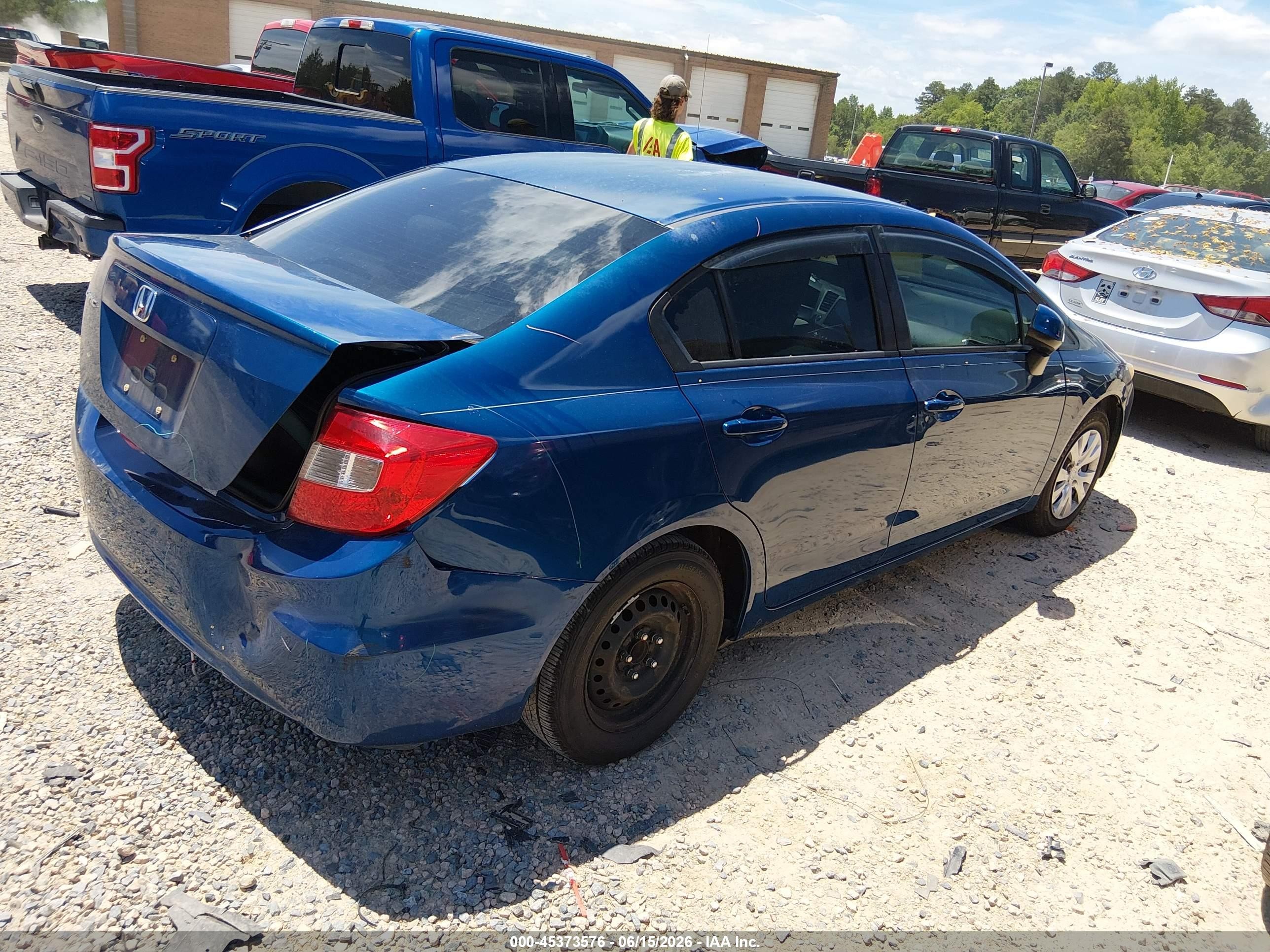 2012 Honda Civic Lx Blue vin: 2HGFB2F51CH534497