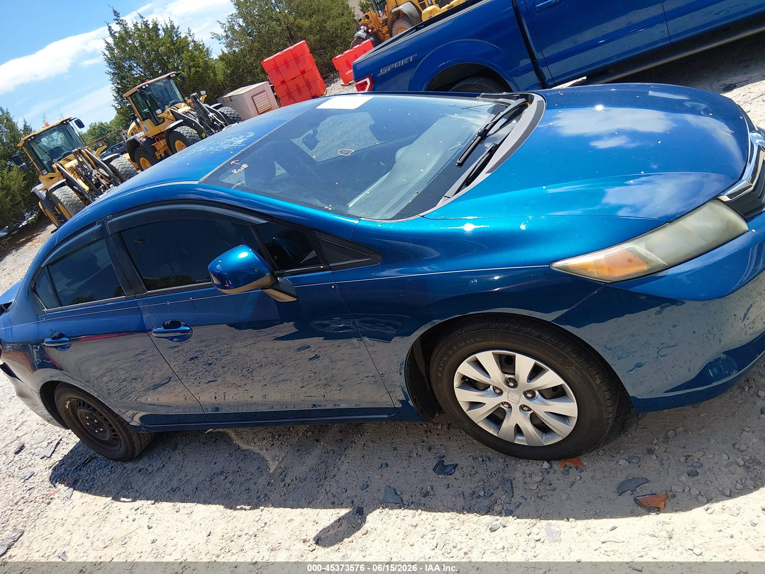 2012 Honda Civic Lx Blue vin: 2HGFB2F51CH534497