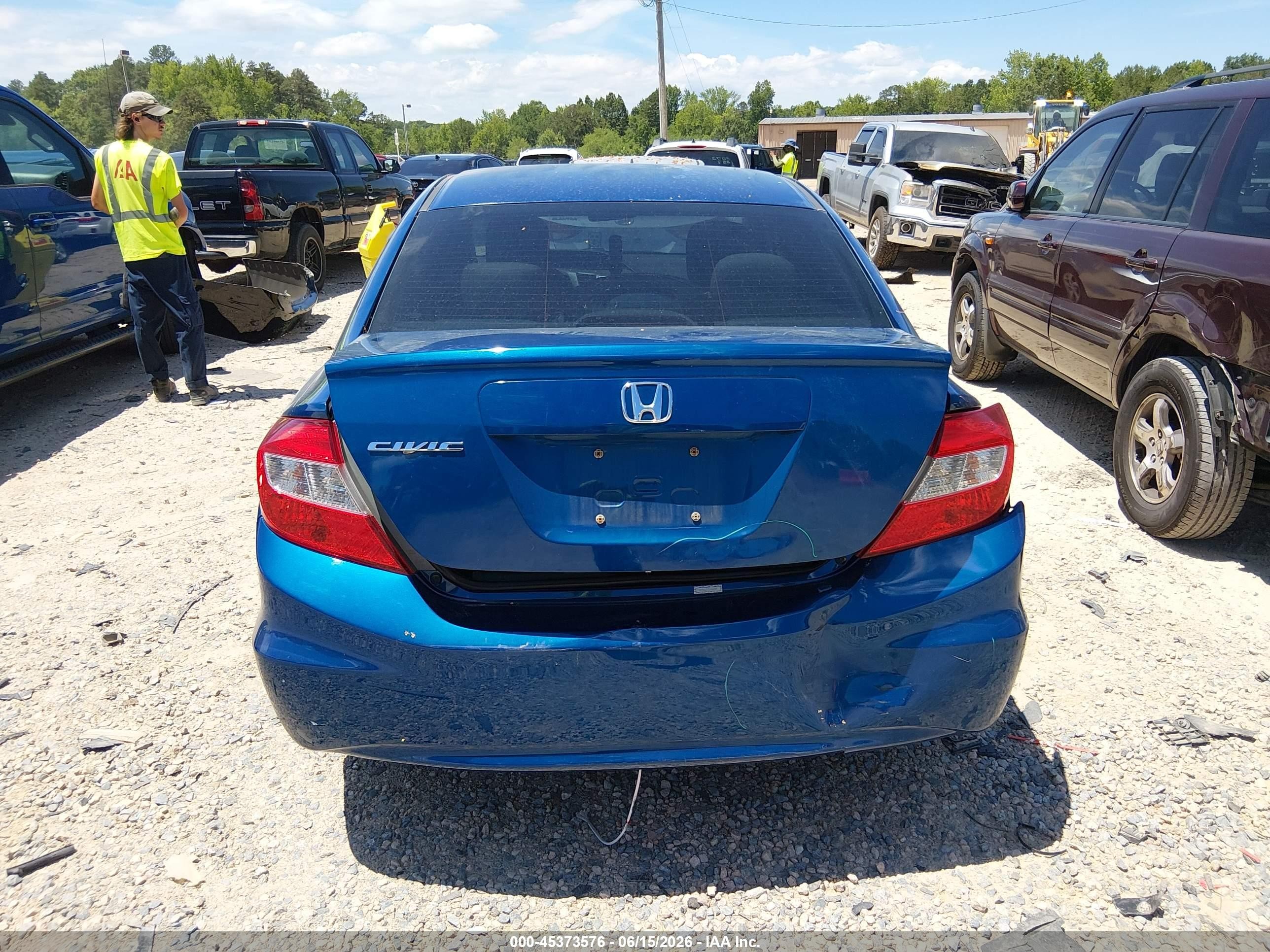 2012 Honda Civic Lx Blue vin: 2HGFB2F51CH534497