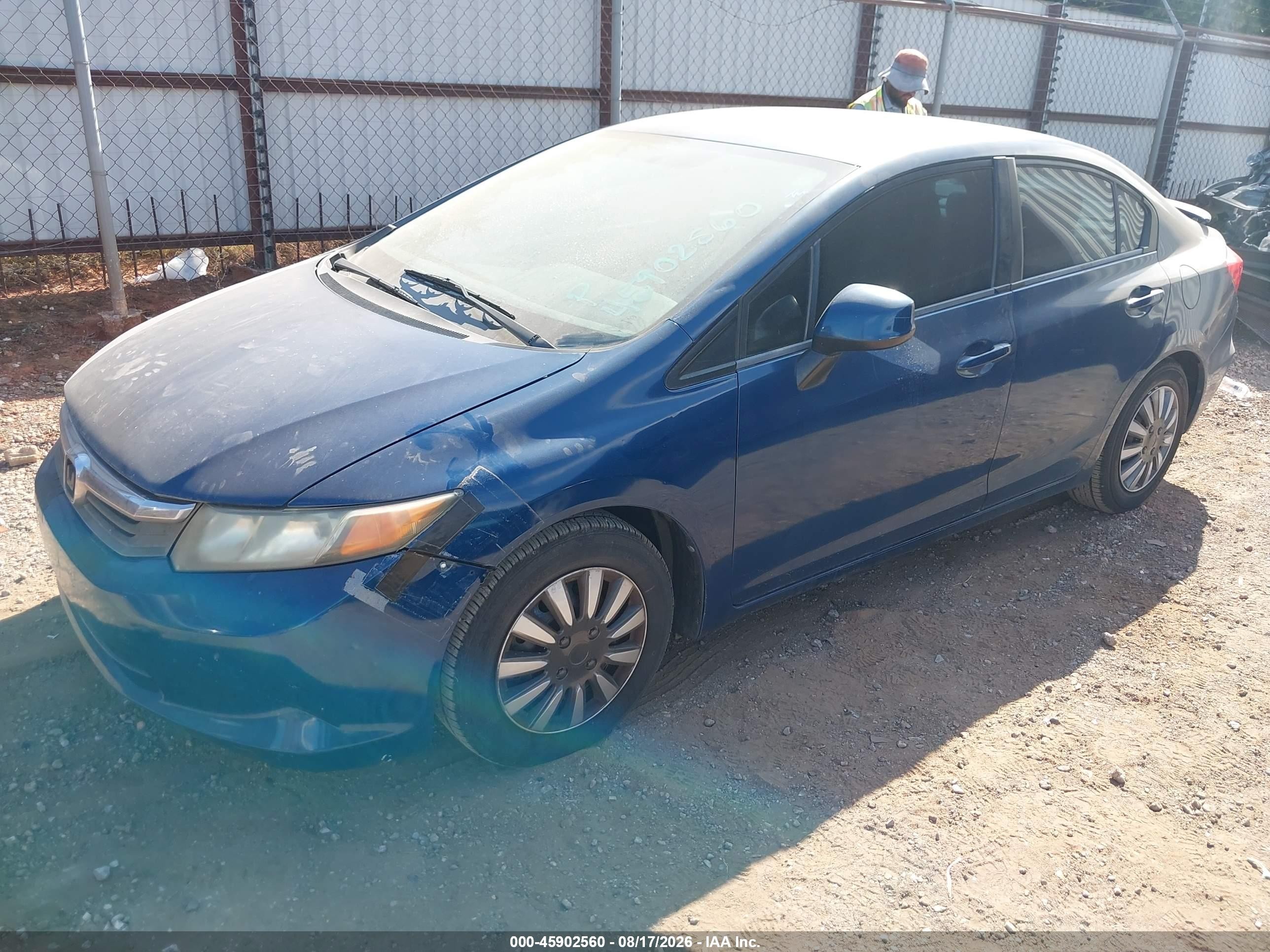 2012 Honda Civic Lx Blue vin: 2HGFB2F51CH542521