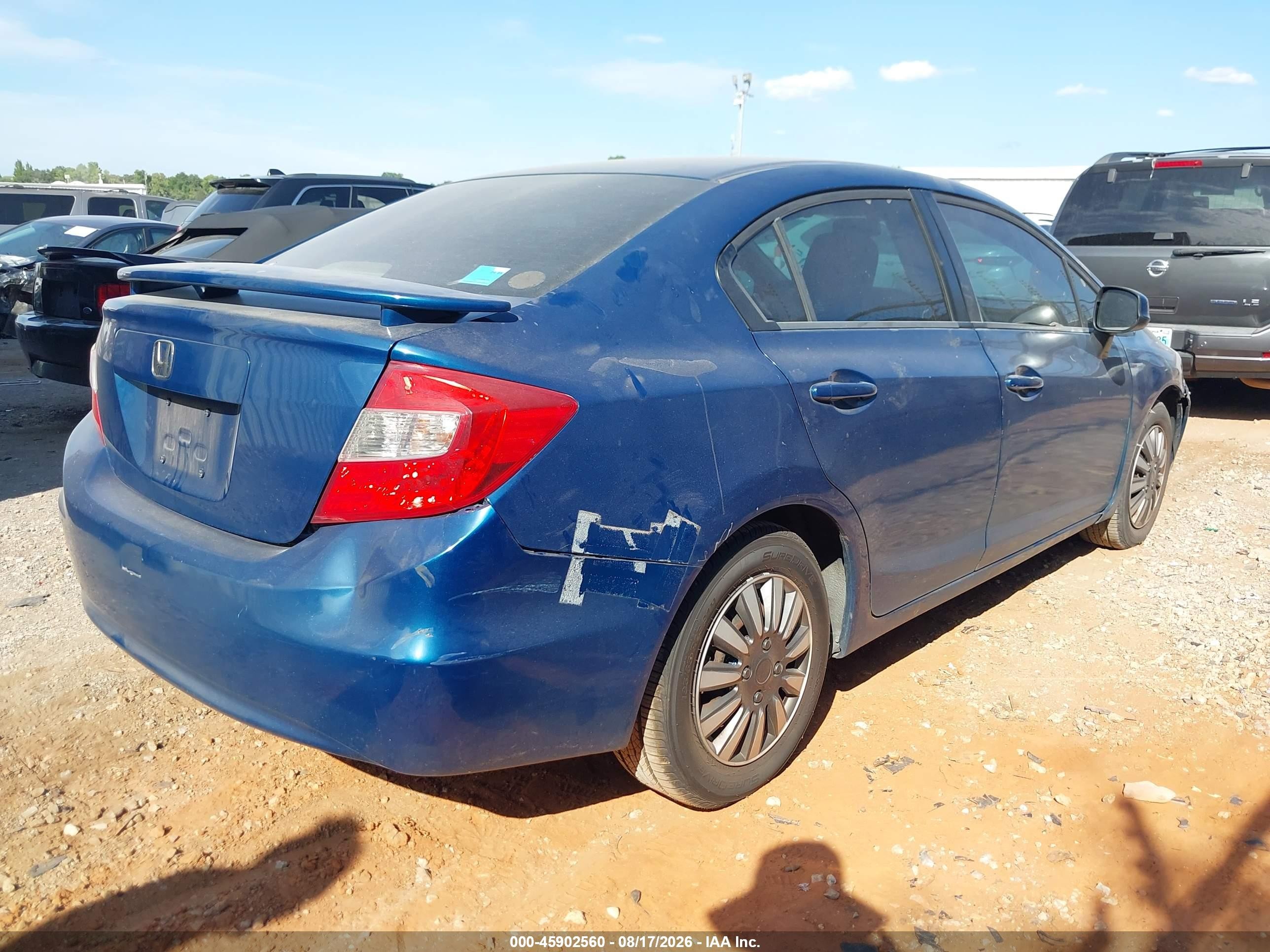 2012 Honda Civic Lx Blue vin: 2HGFB2F51CH542521