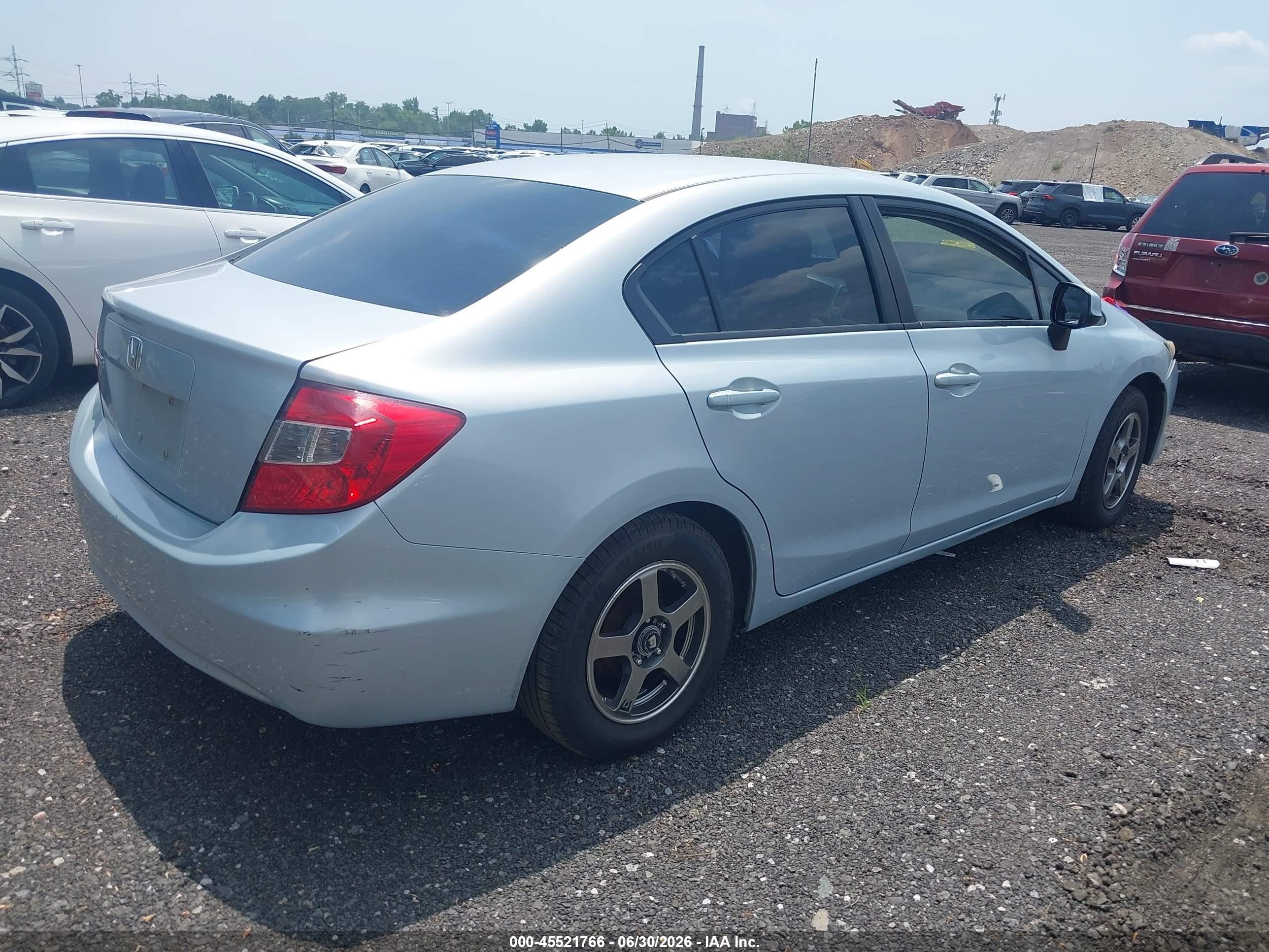 2012 Honda Civic Lx Light Blue vin: 2HGFB2F51CH554183