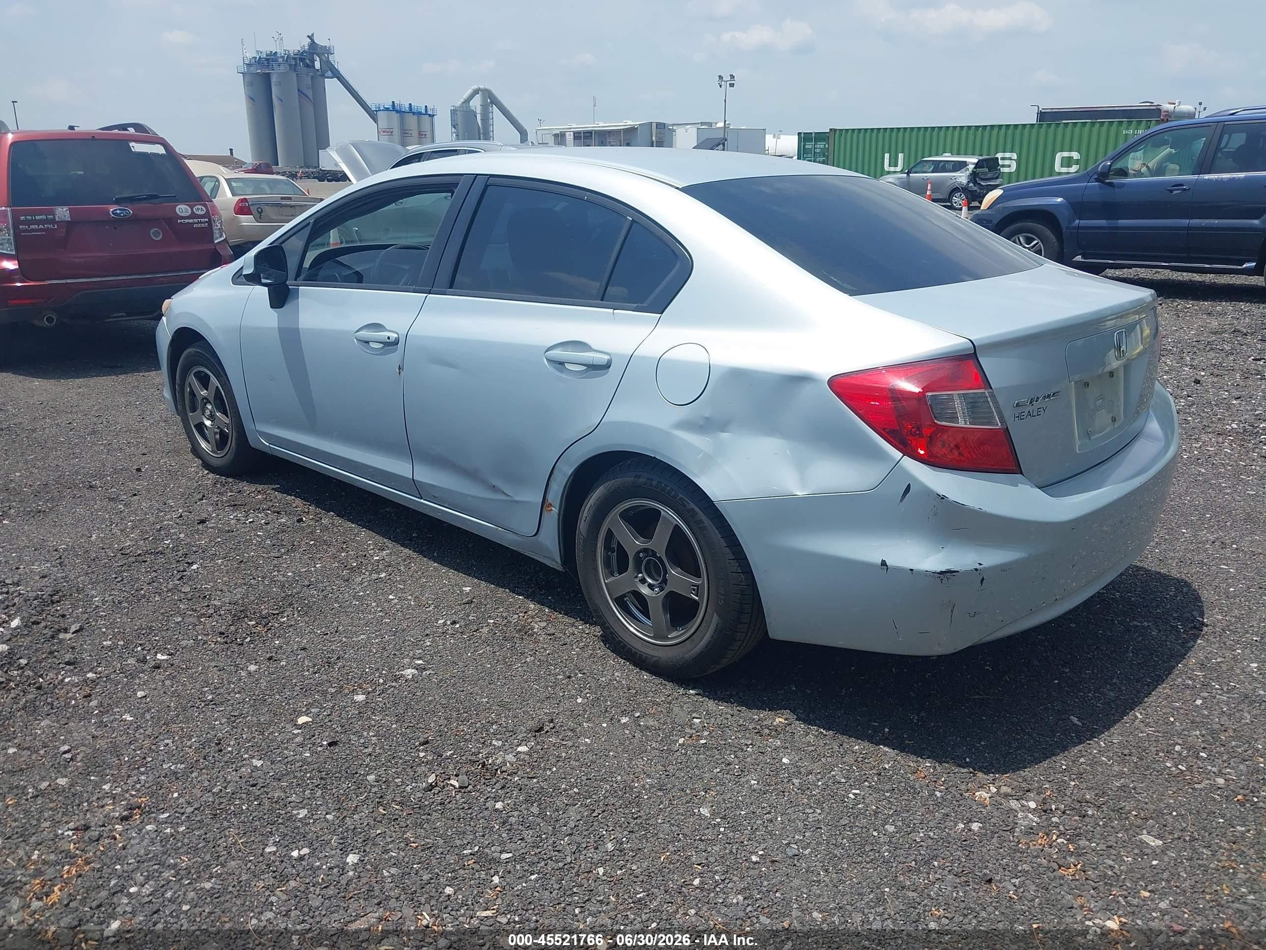 2012 Honda Civic Lx Light Blue vin: 2HGFB2F51CH554183