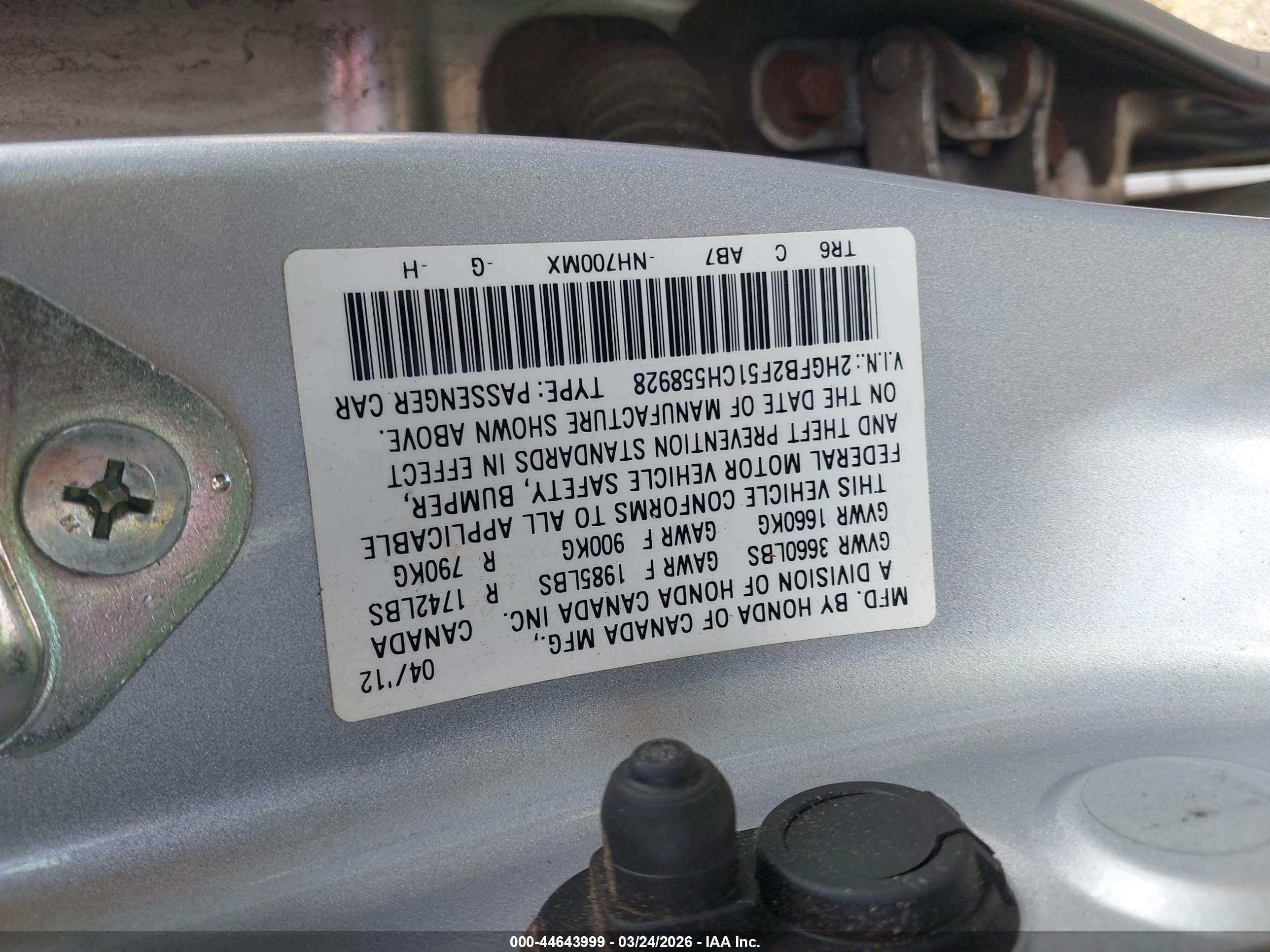 2012 Honda Civic Lx Серебряный vin: 2HGFB2F51CH558928