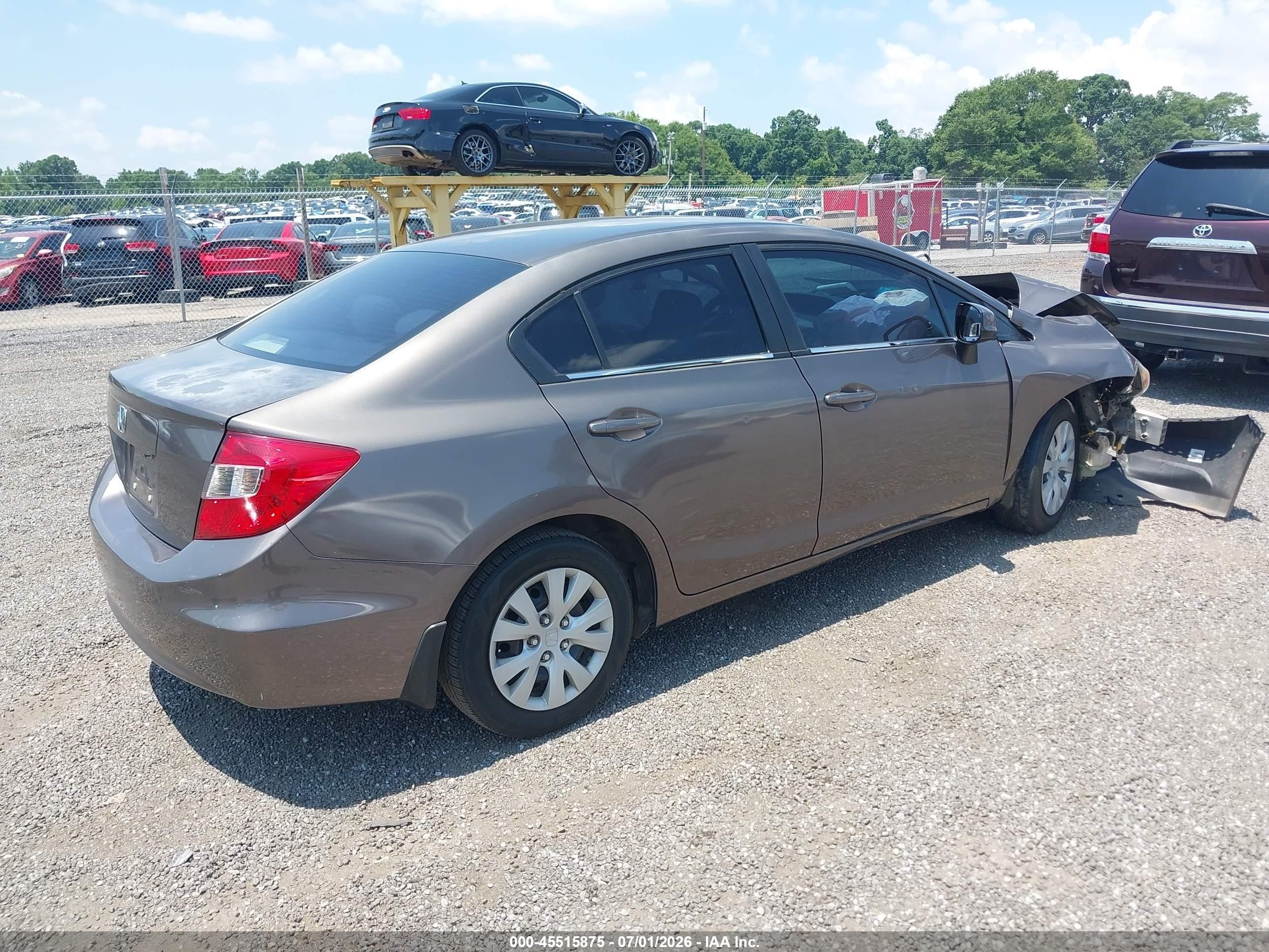 2012 Honda Civic Lx Brown vin: 2HGFB2F51CH566138