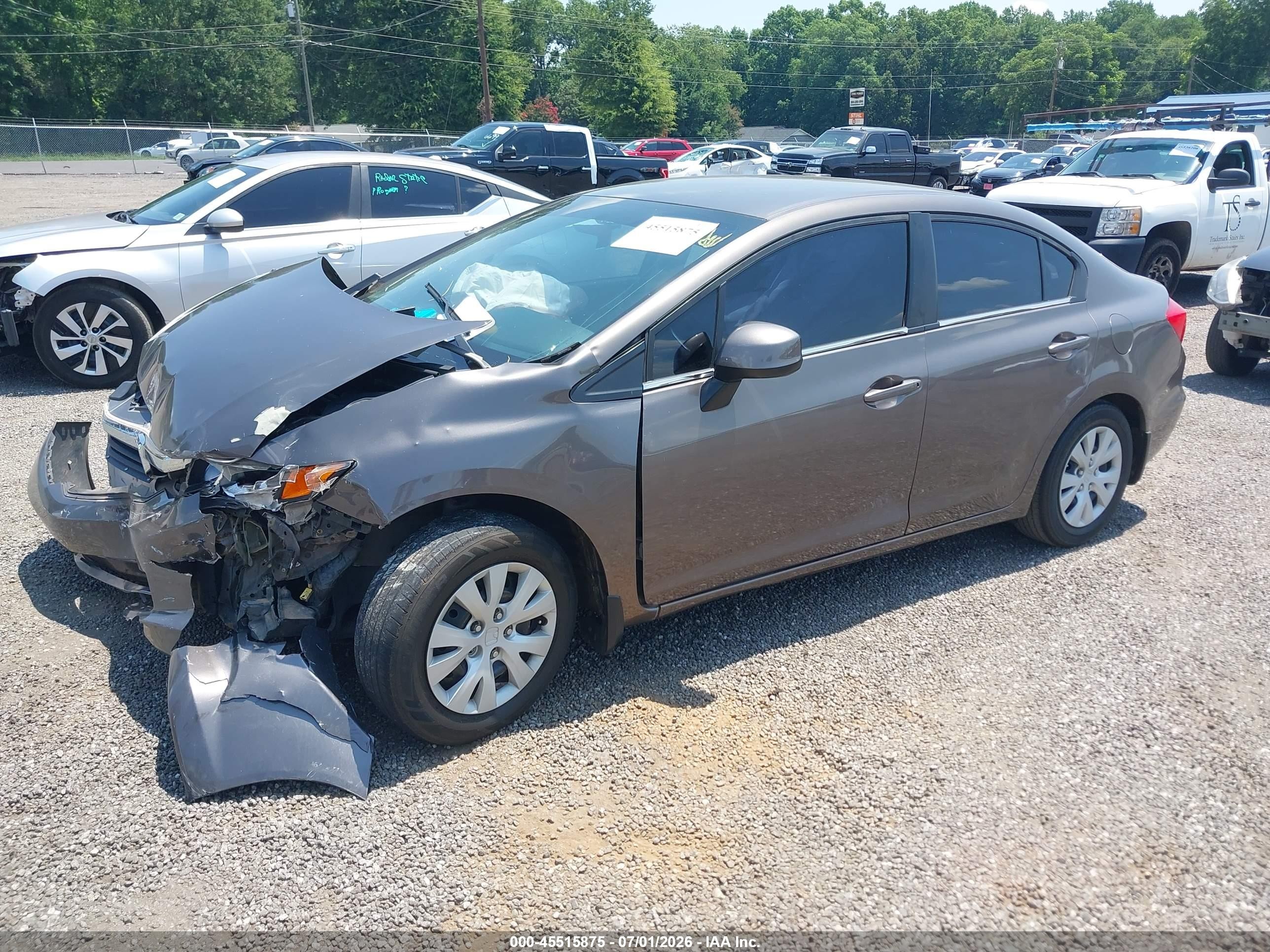 2012 Honda Civic Lx Brown vin: 2HGFB2F51CH566138
