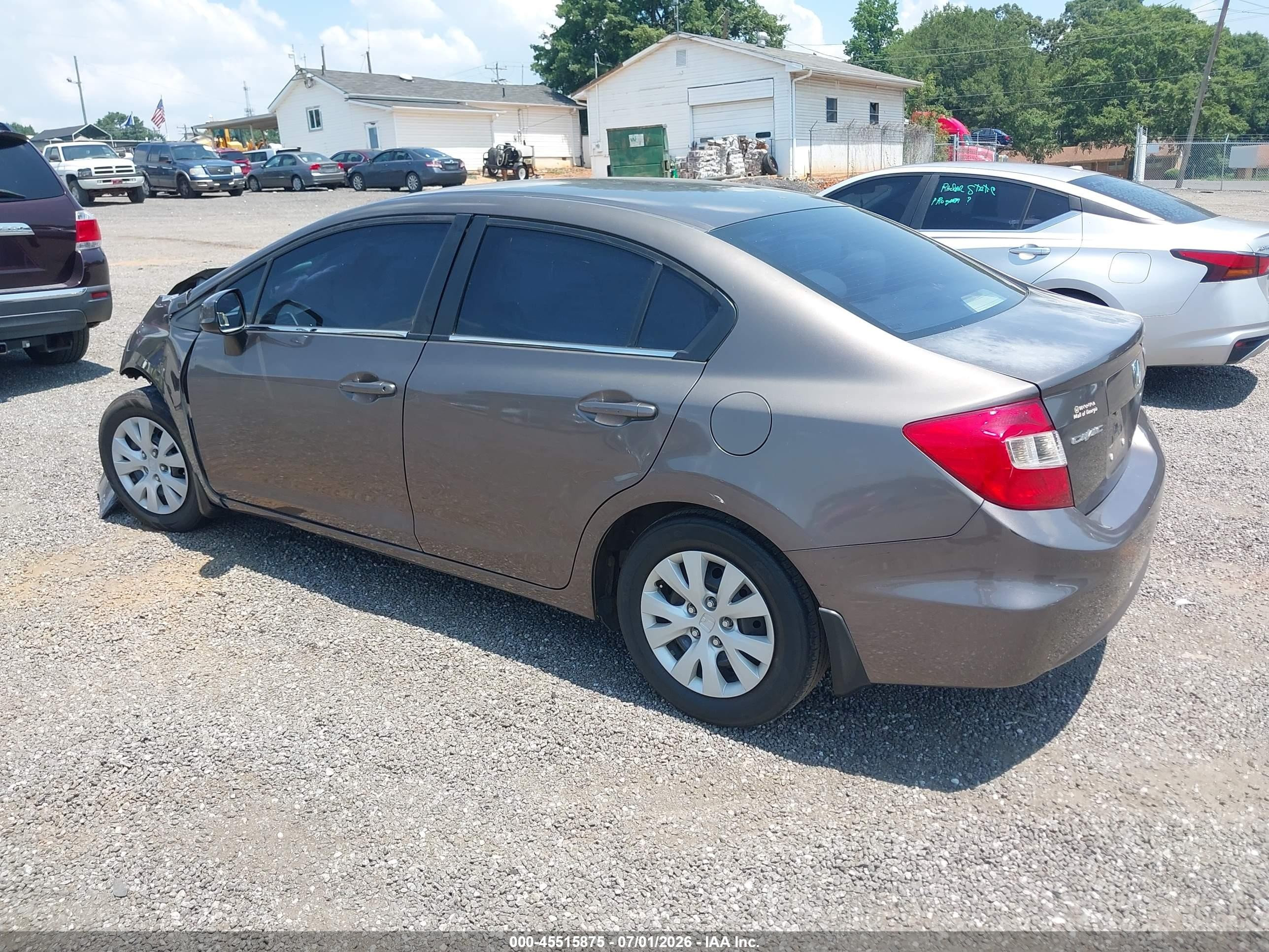 2012 Honda Civic Lx Brown vin: 2HGFB2F51CH566138