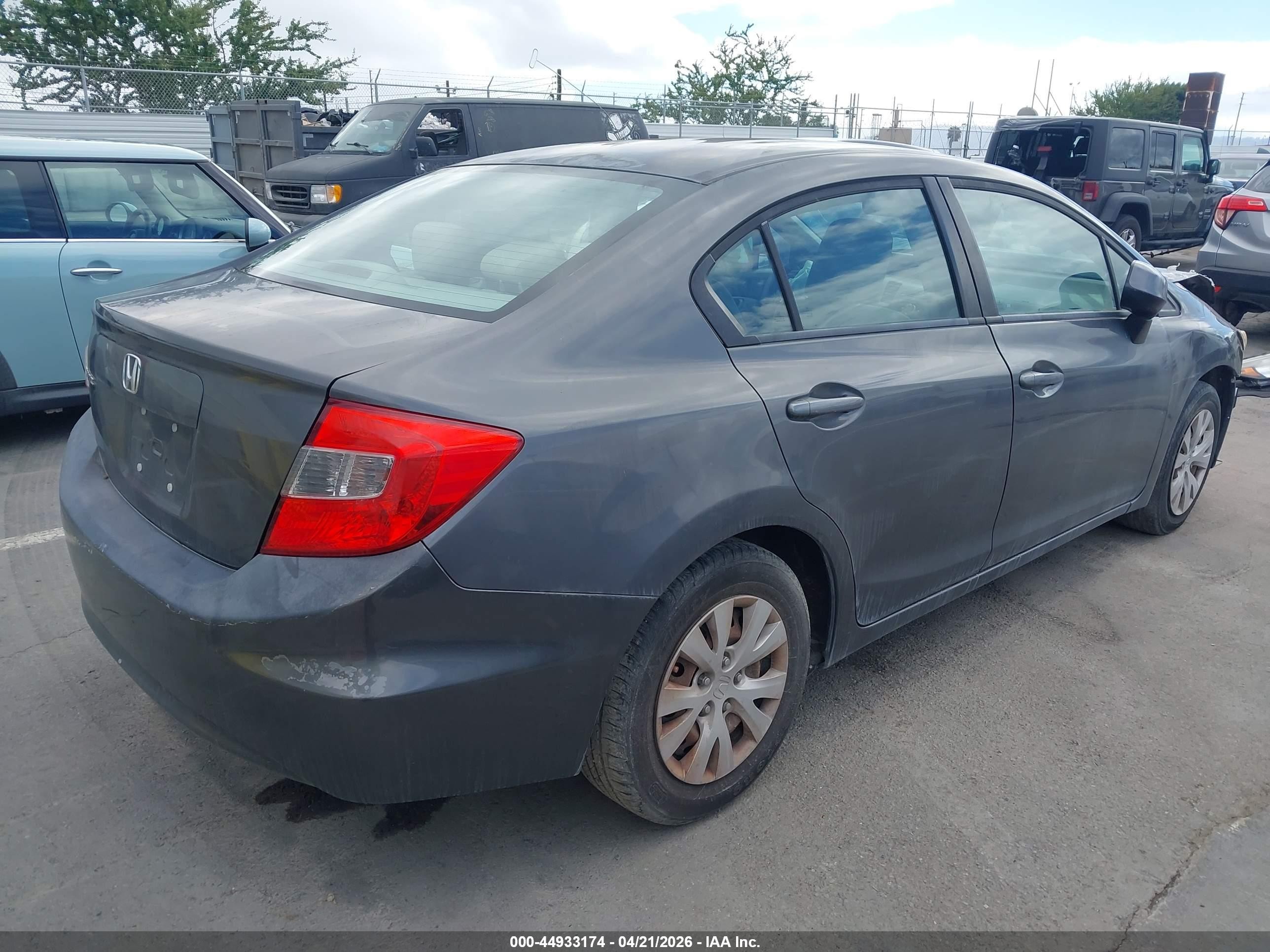 2012 Honda Civic Lx Gray vin: 2HGFB2F51CH573817