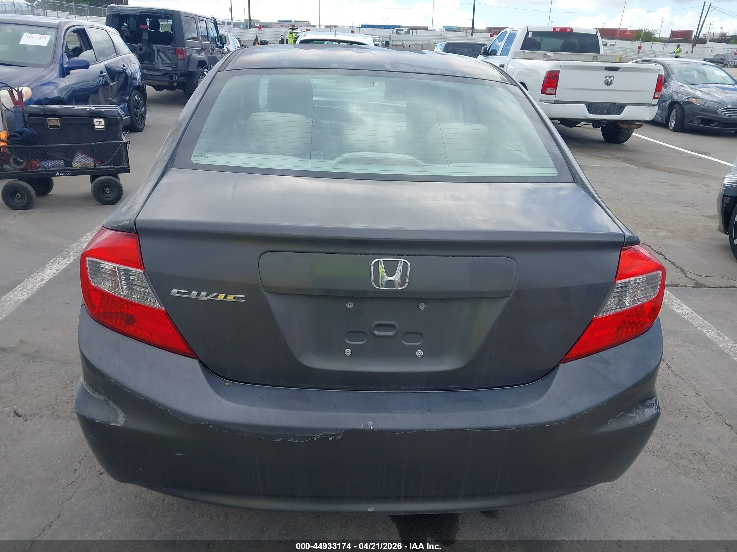 2012 Honda Civic Lx Gray vin: 2HGFB2F51CH573817