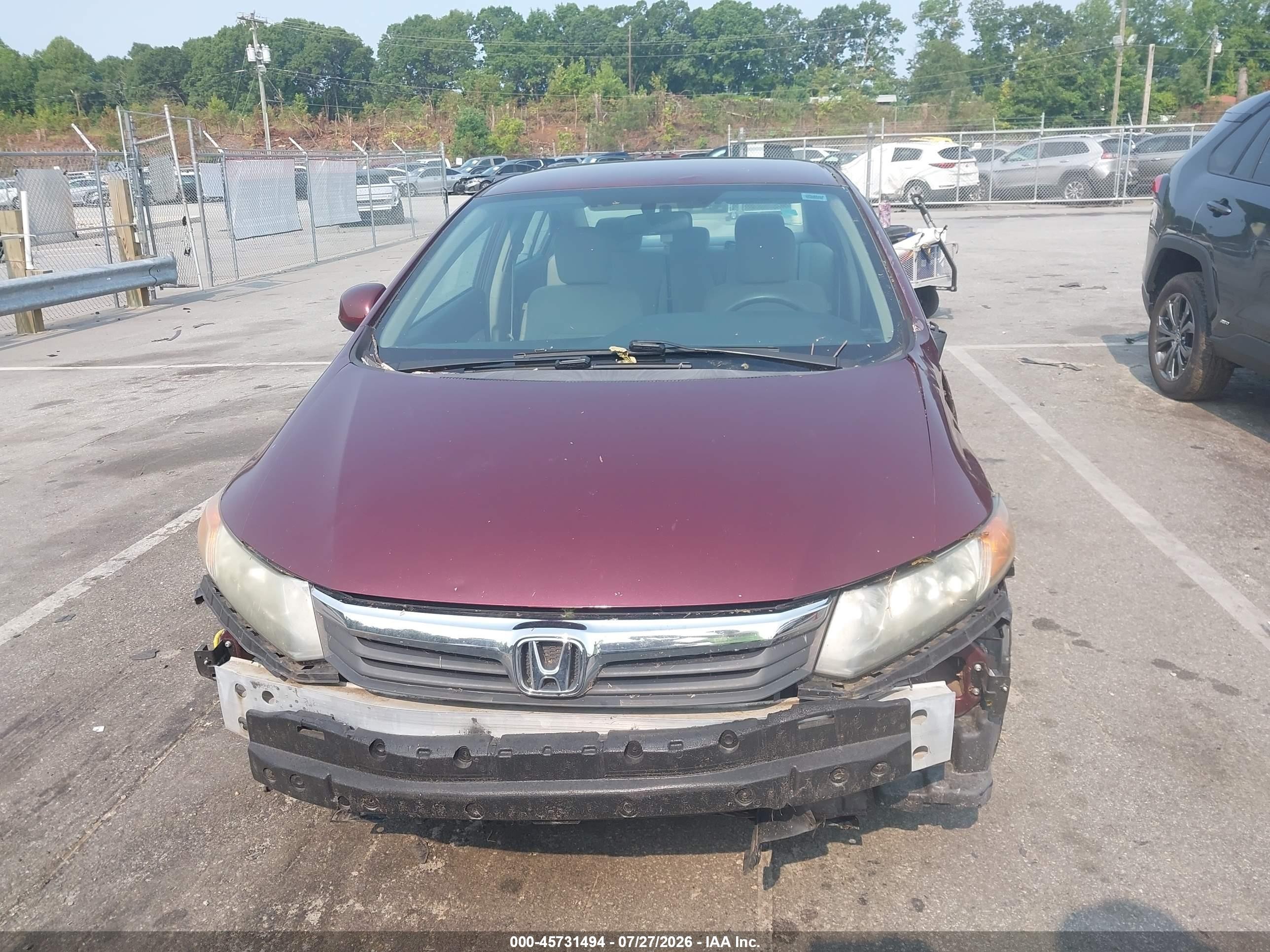 2012 Honda Civic Lx Red vin: 2HGFB2F51CH574885