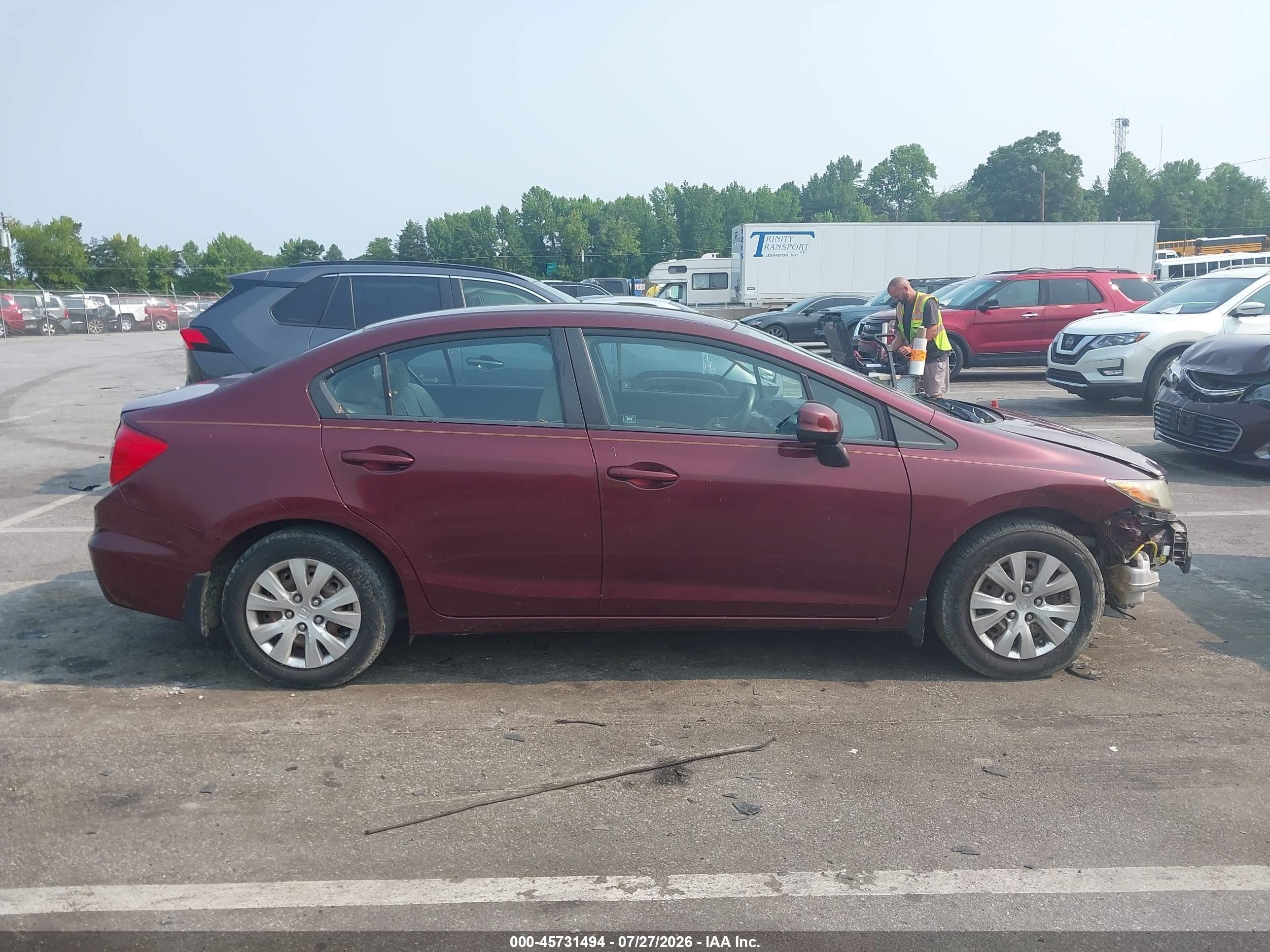 2012 Honda Civic Lx Red vin: 2HGFB2F51CH574885