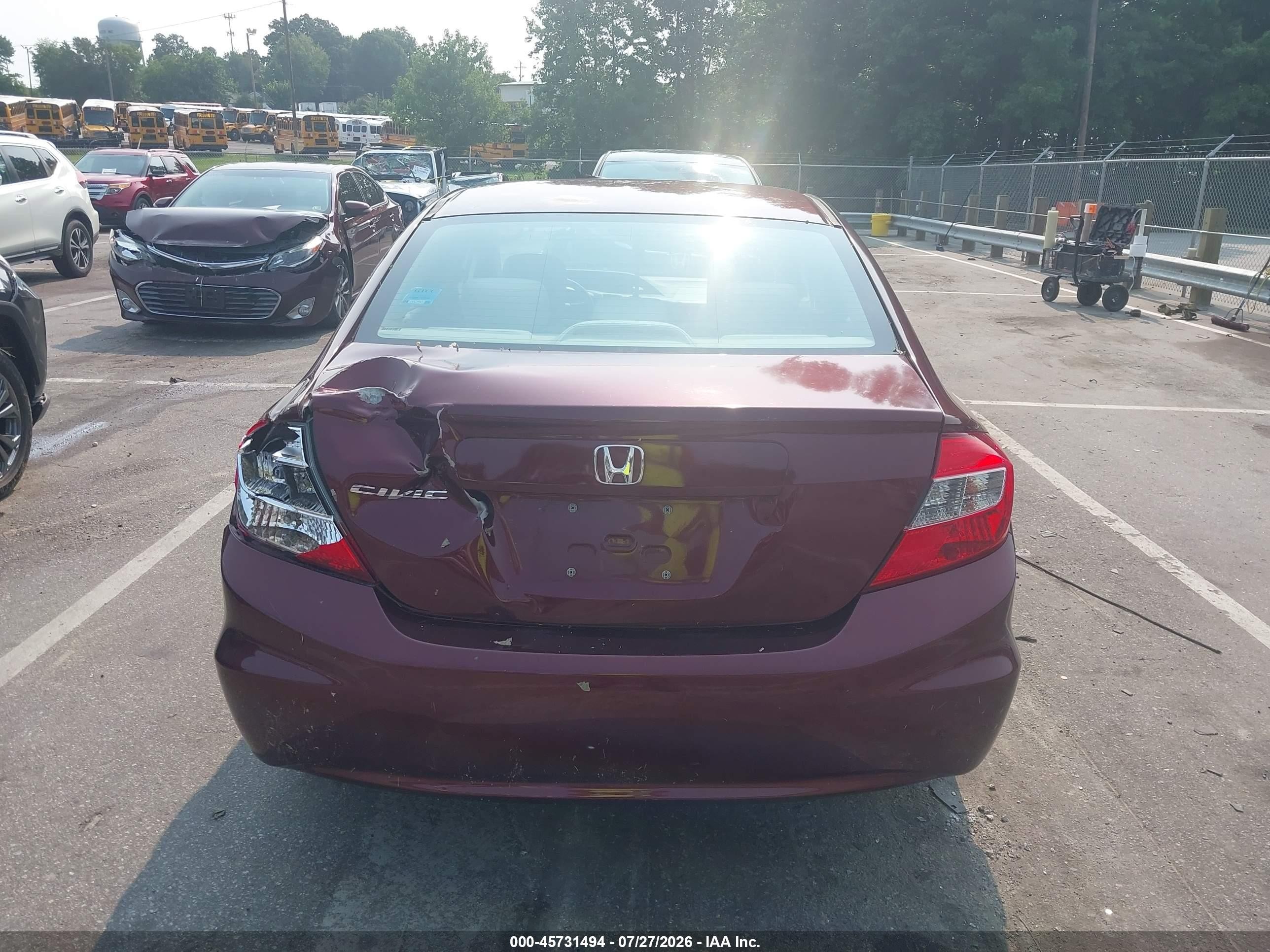 2012 Honda Civic Lx Red vin: 2HGFB2F51CH574885
