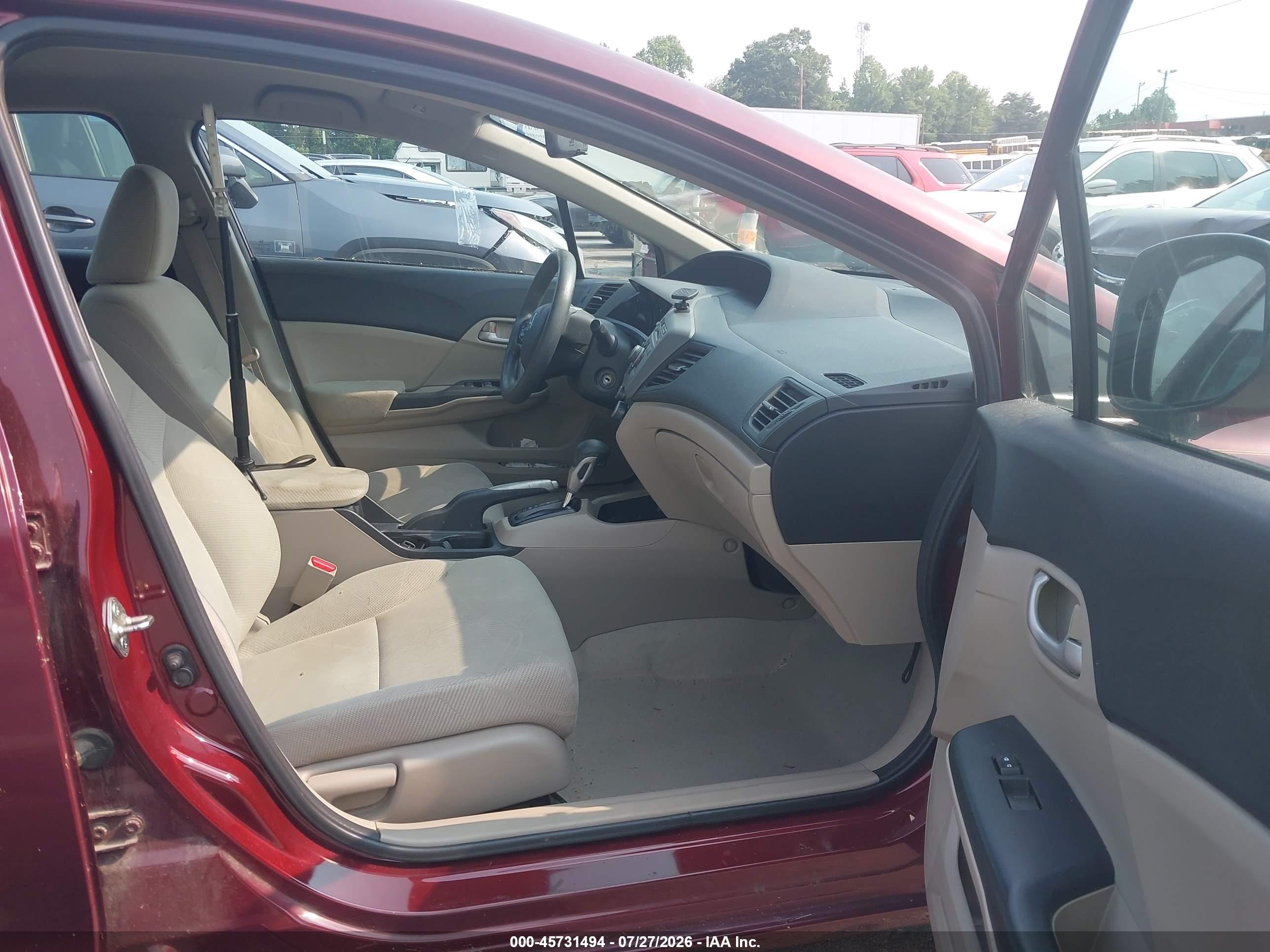 2012 Honda Civic Lx Red vin: 2HGFB2F51CH574885