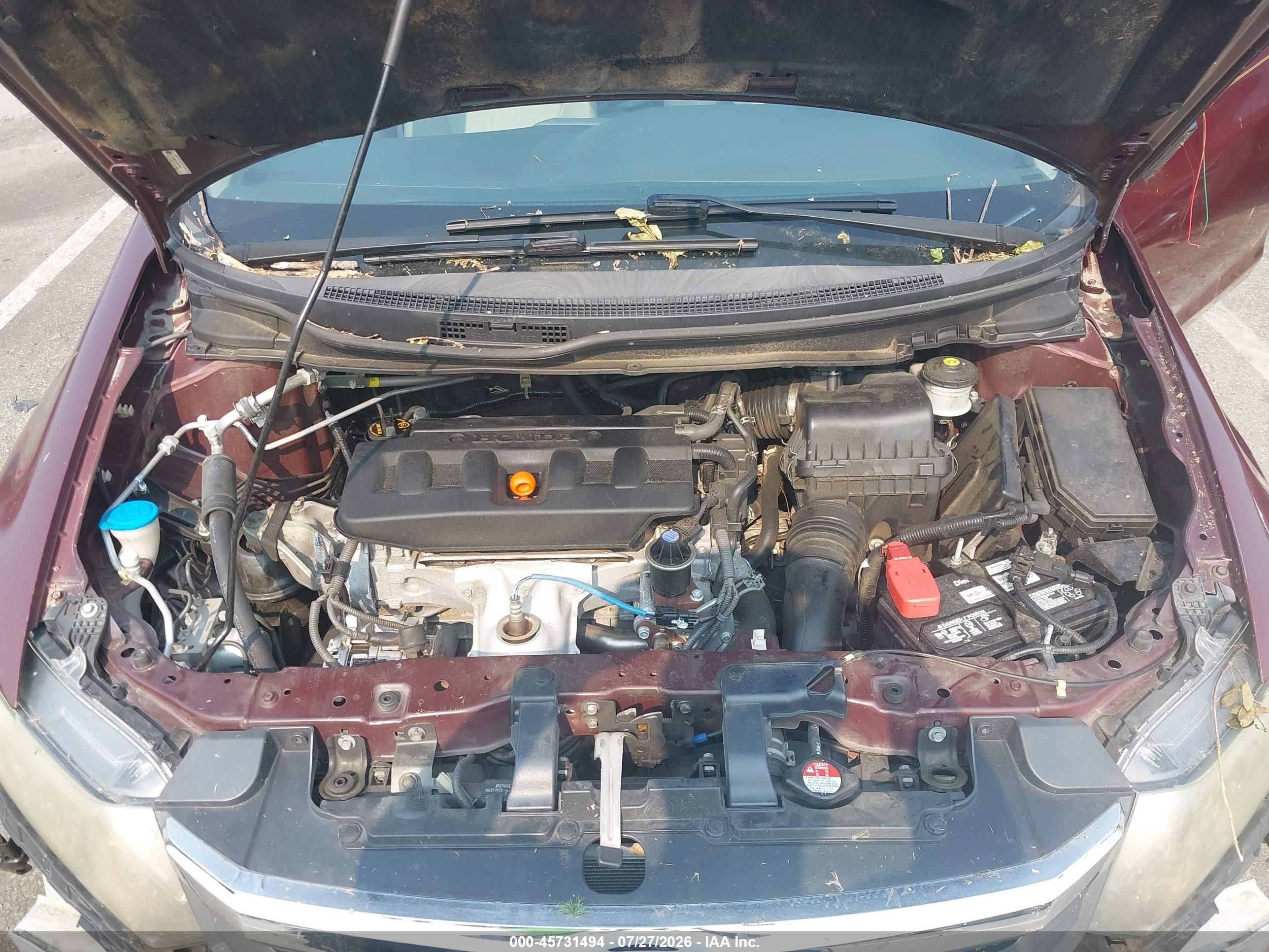 2012 Honda Civic Lx Red vin: 2HGFB2F51CH574885