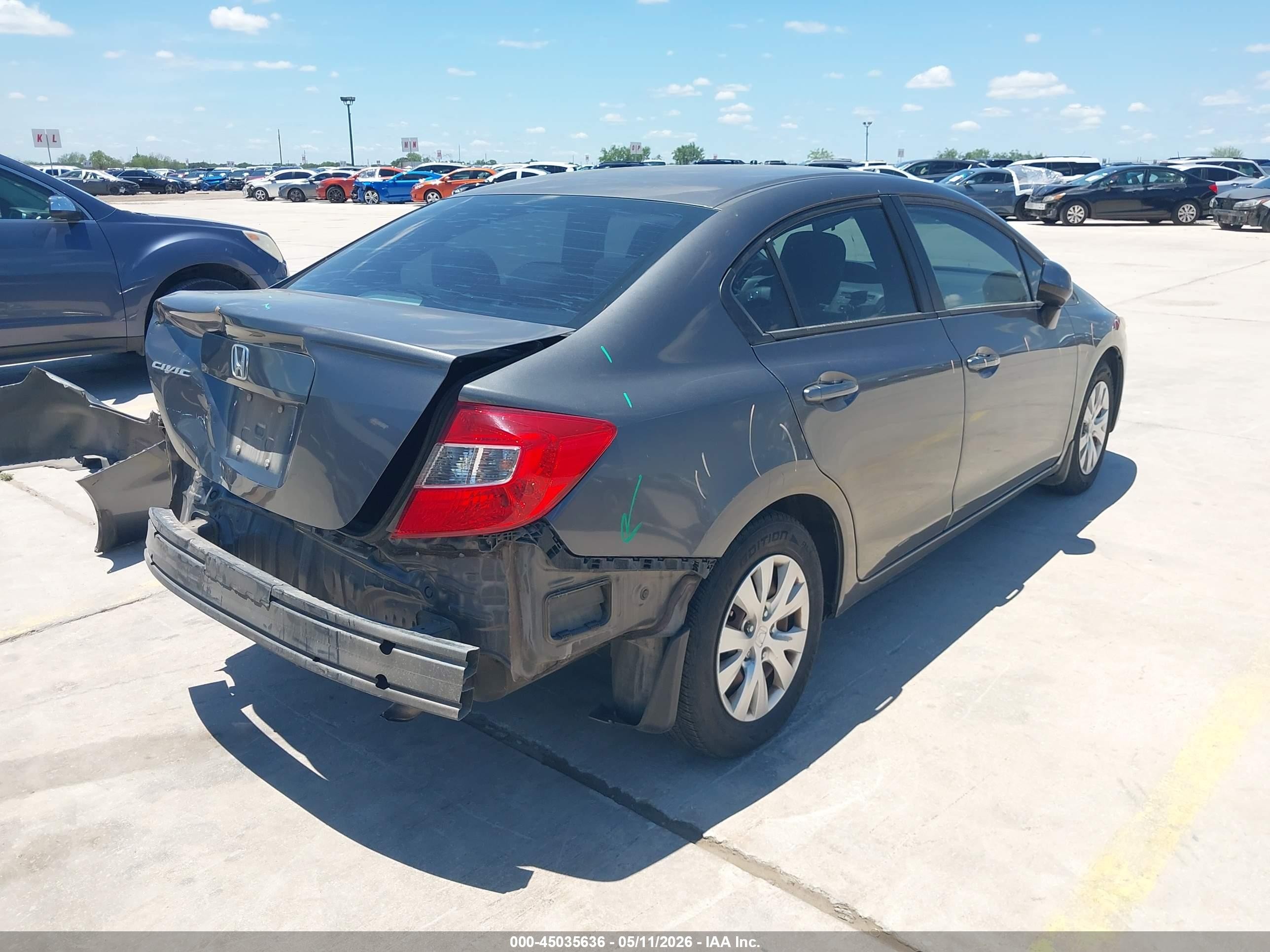 2012 Honda Civic Lx Gray vin: 2HGFB2F51CH579195