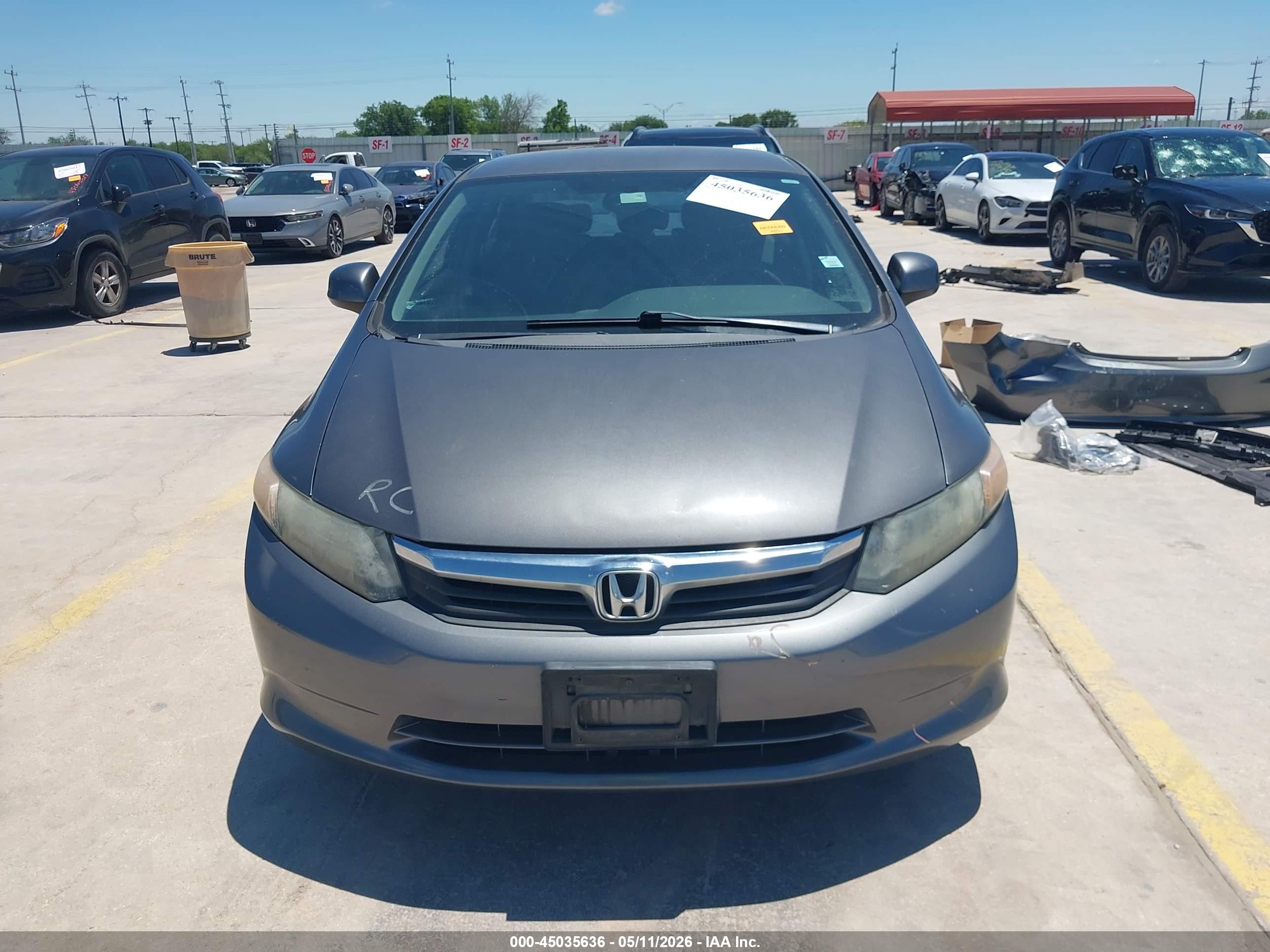 2012 Honda Civic Lx Gray vin: 2HGFB2F51CH579195