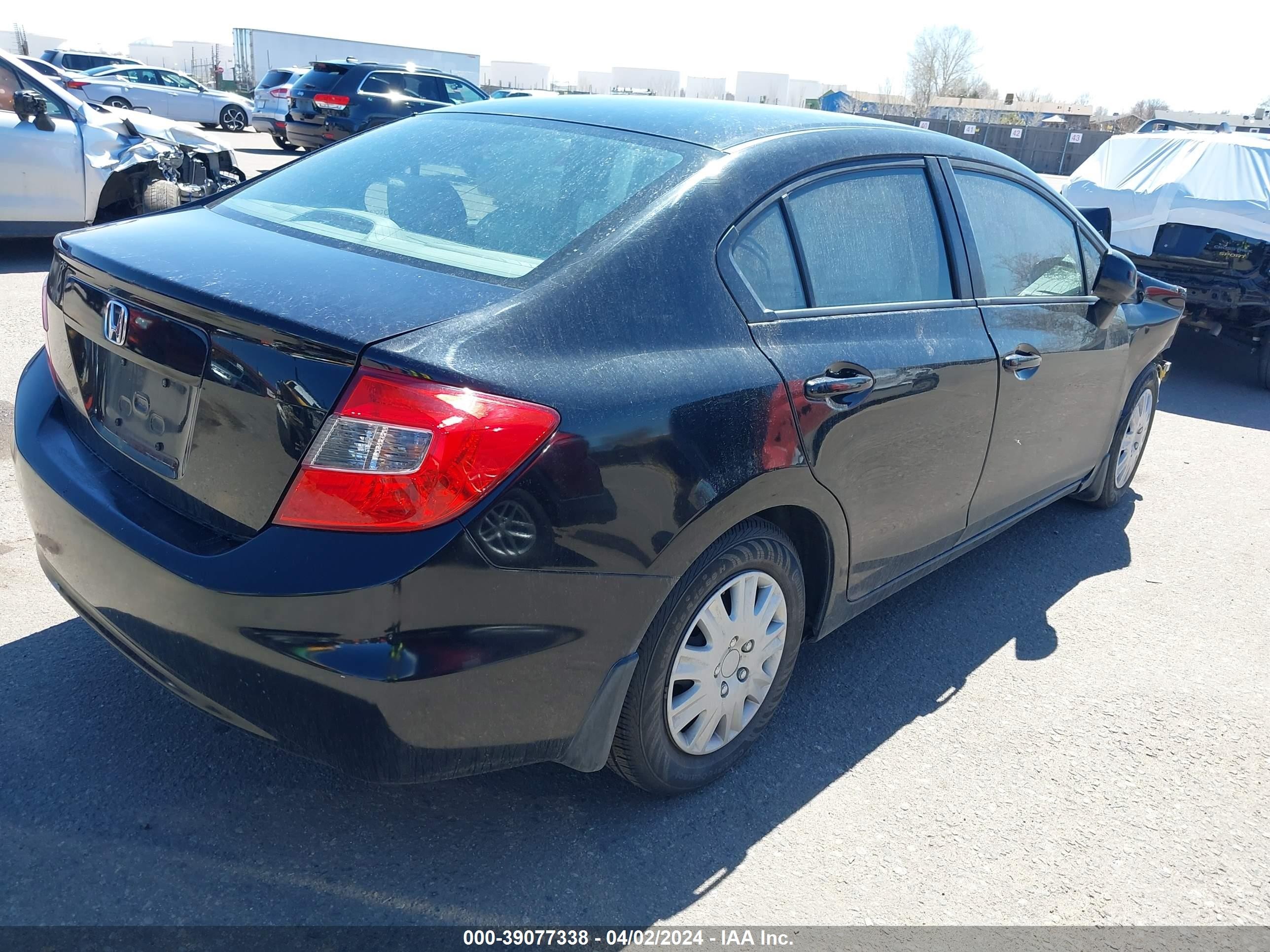 2012 Honda Civic Lx Black vin: 2HGFB2F51CH580279