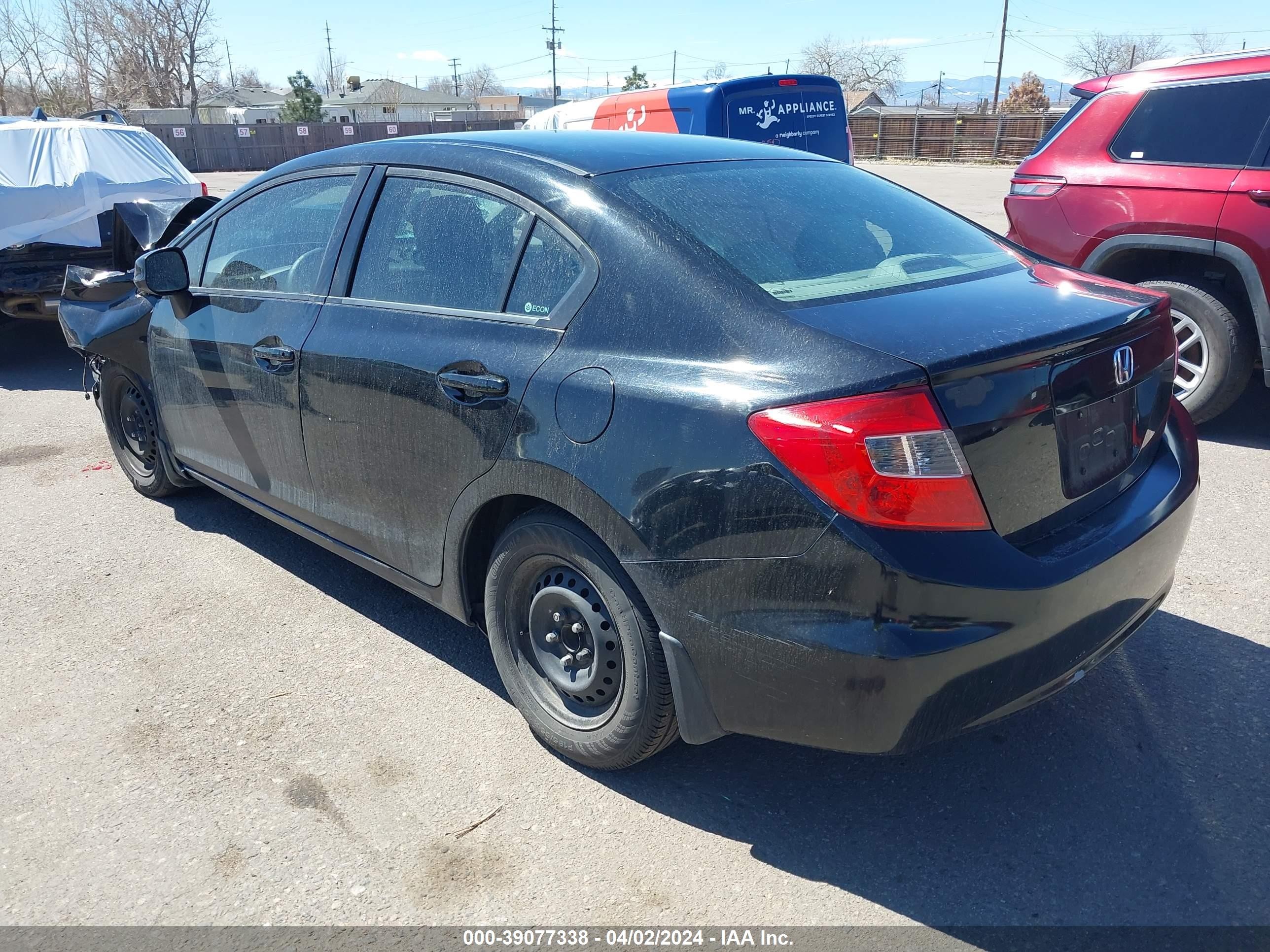 2012 Honda Civic Lx Black vin: 2HGFB2F51CH580279
