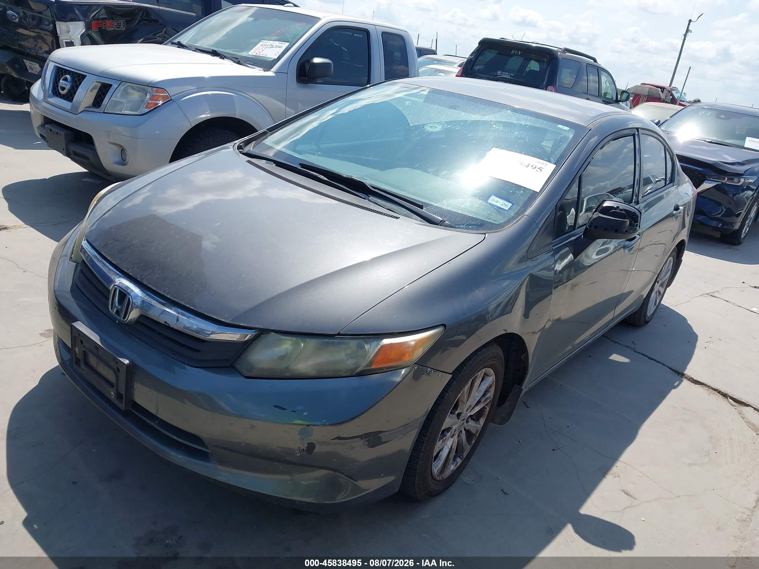 2012 Honda Civic Lx Gray vin: 2HGFB2F51CH602233