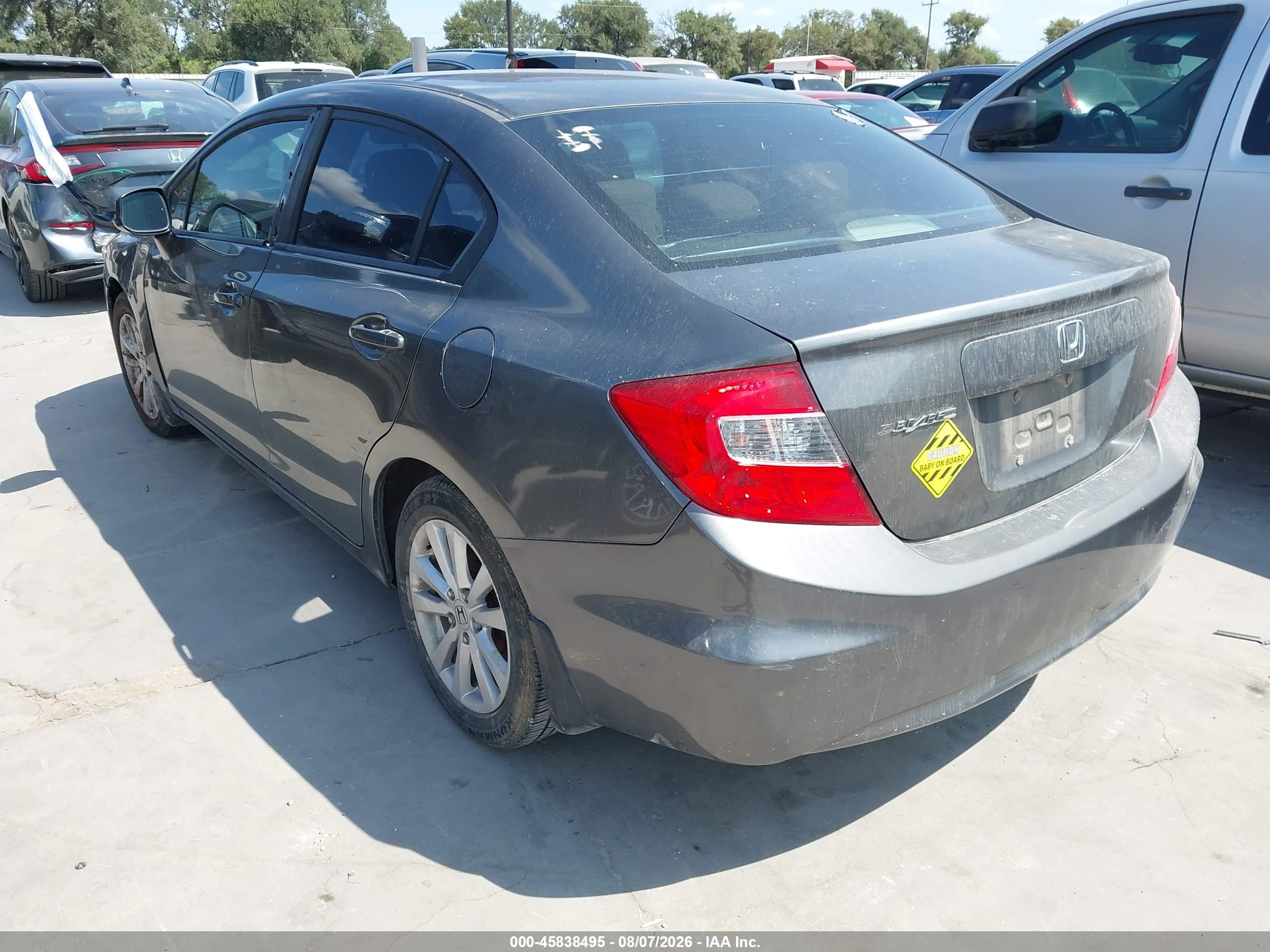 2012 Honda Civic Lx Gray vin: 2HGFB2F51CH602233