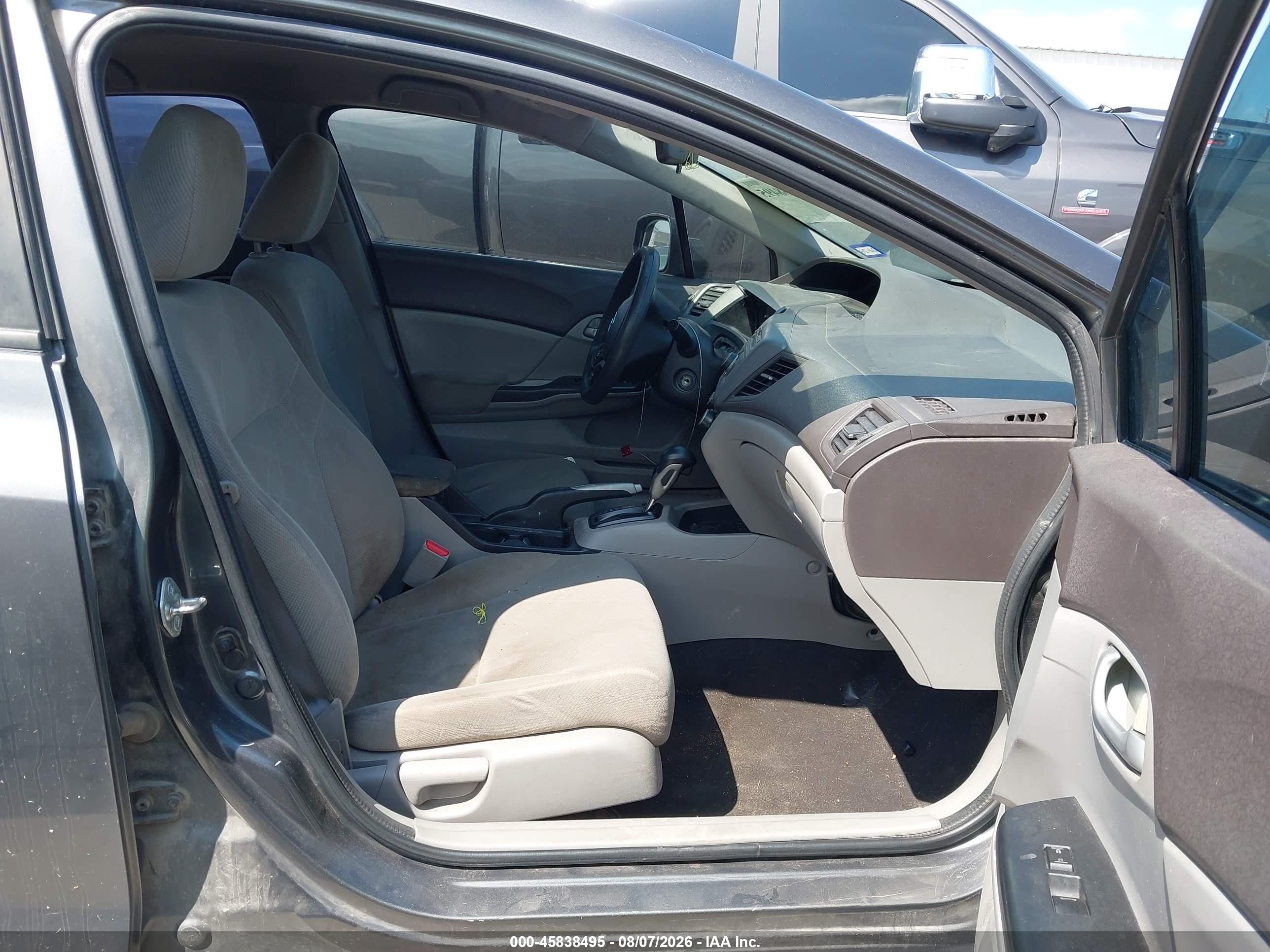 2012 Honda Civic Lx Gray vin: 2HGFB2F51CH602233
