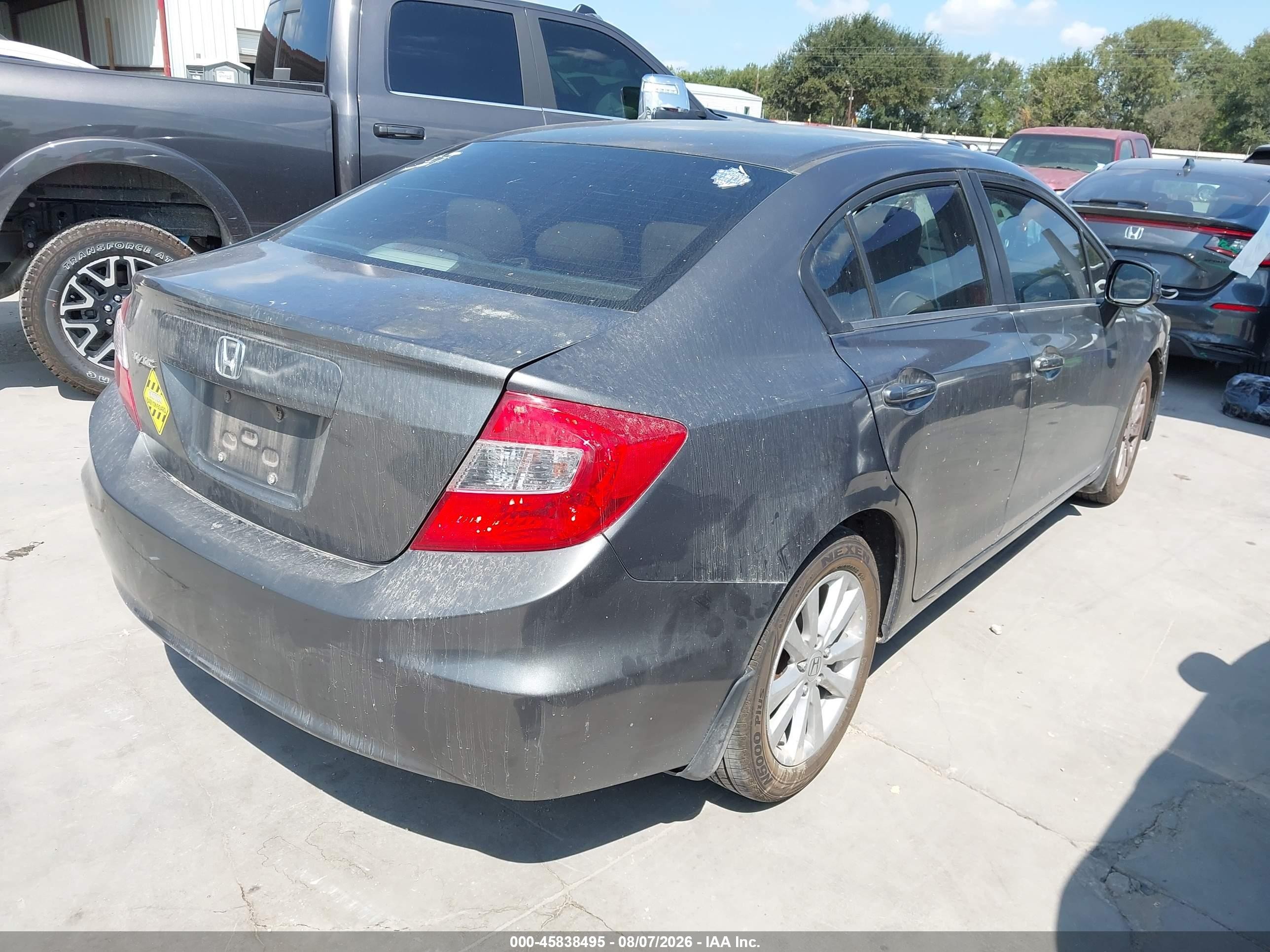 2012 Honda Civic Lx Gray vin: 2HGFB2F51CH602233