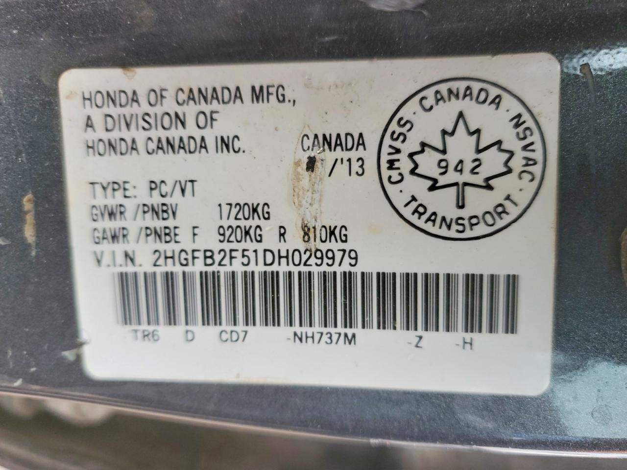2013 Honda Civic Lx Gray vin: 2HGFB2F51DH029979