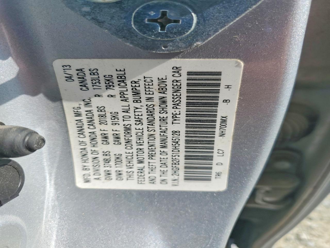 2013 Honda Civic Lx Серебряный vin: 2HGFB2F51DH545128