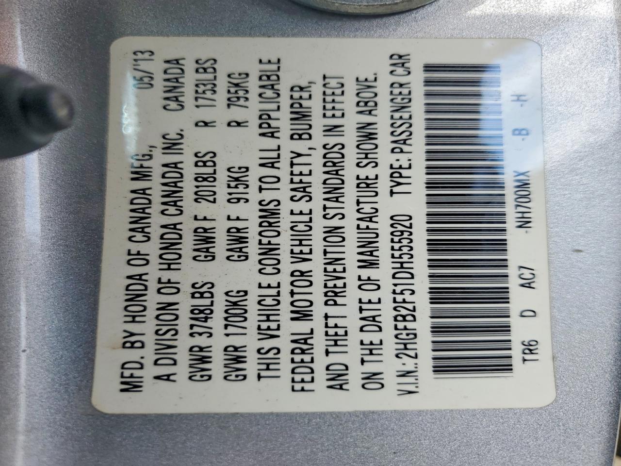 2013 Honda Civic Lx Silver vin: 2HGFB2F51DH555920