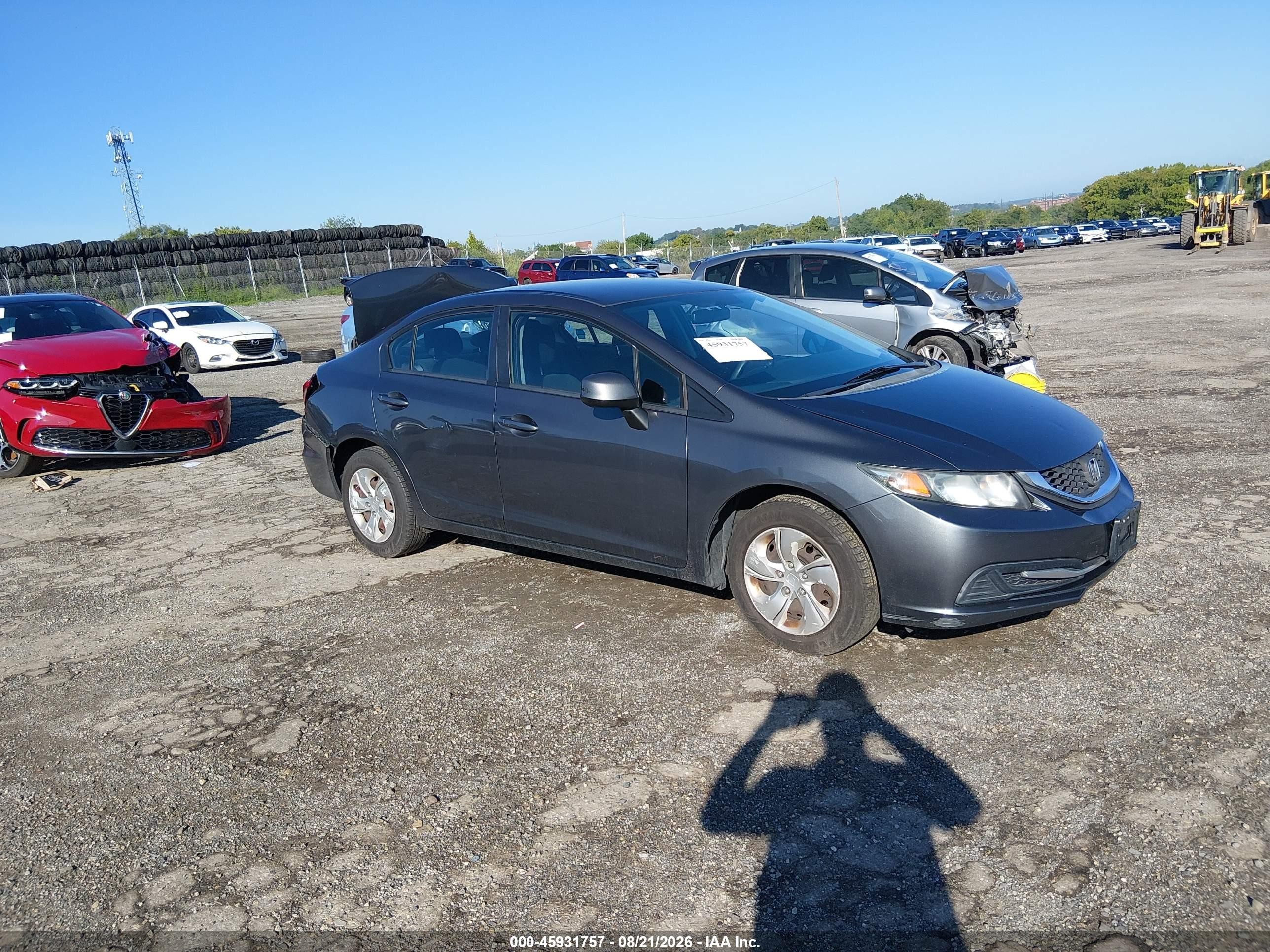 2013 Honda Civic Lx Gray vin: 2HGFB2F51DH558221