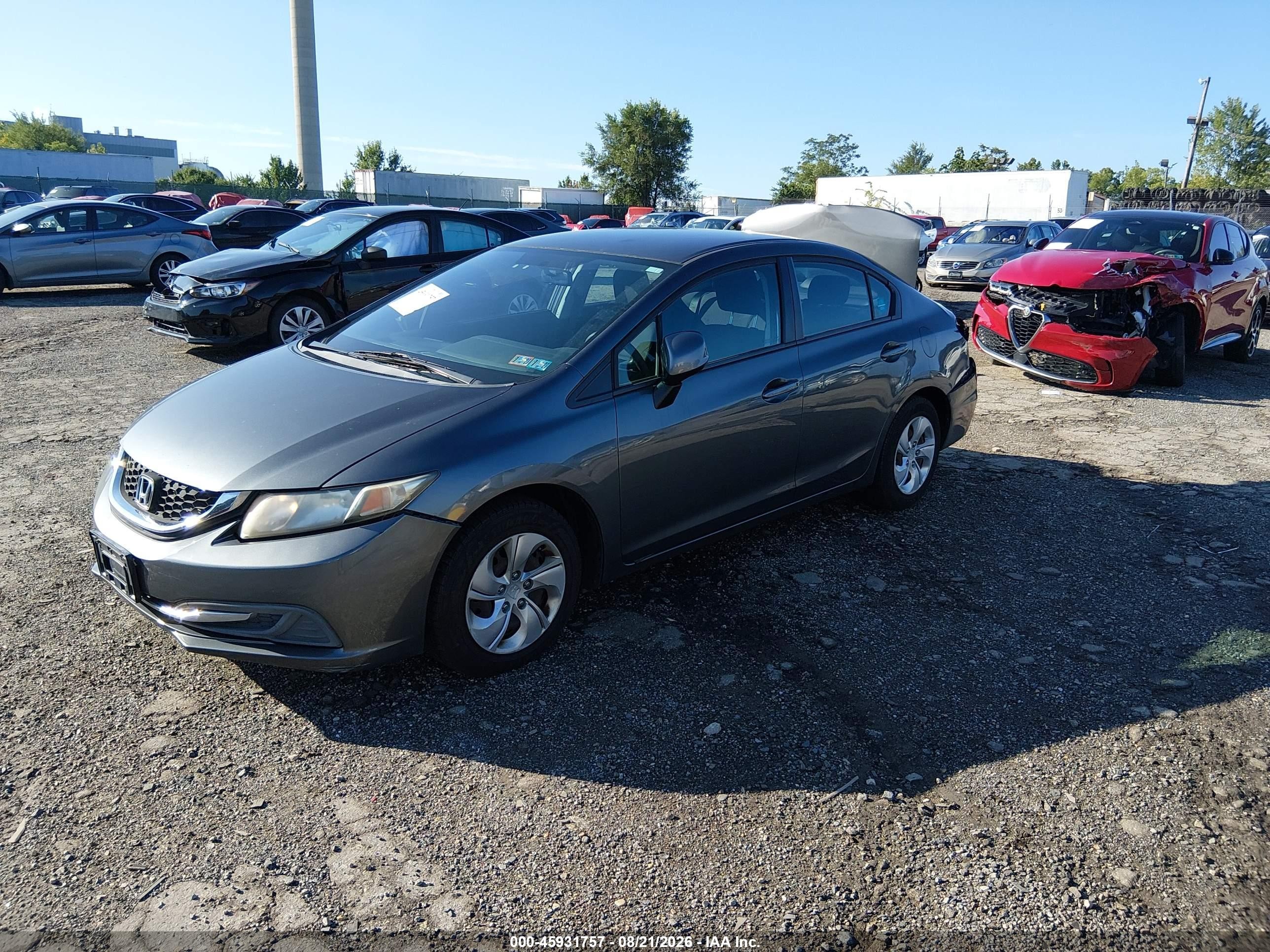 2013 Honda Civic Lx Gray vin: 2HGFB2F51DH558221