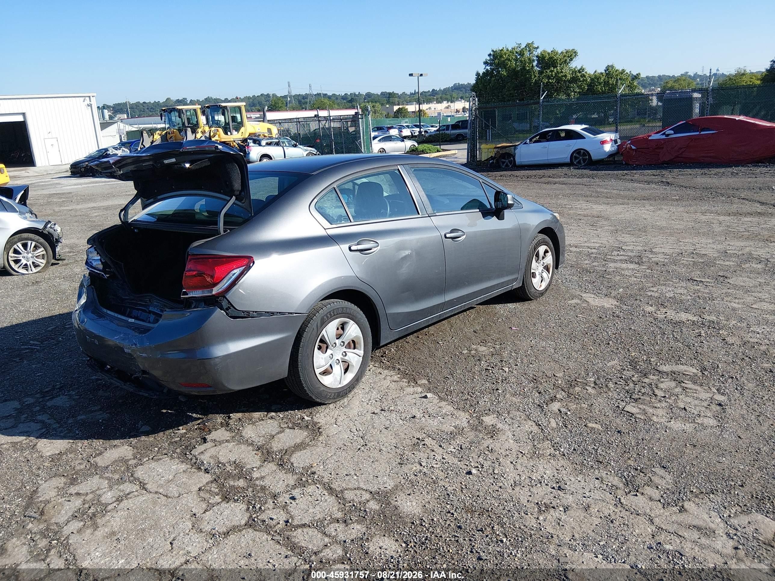 2013 Honda Civic Lx Gray vin: 2HGFB2F51DH558221