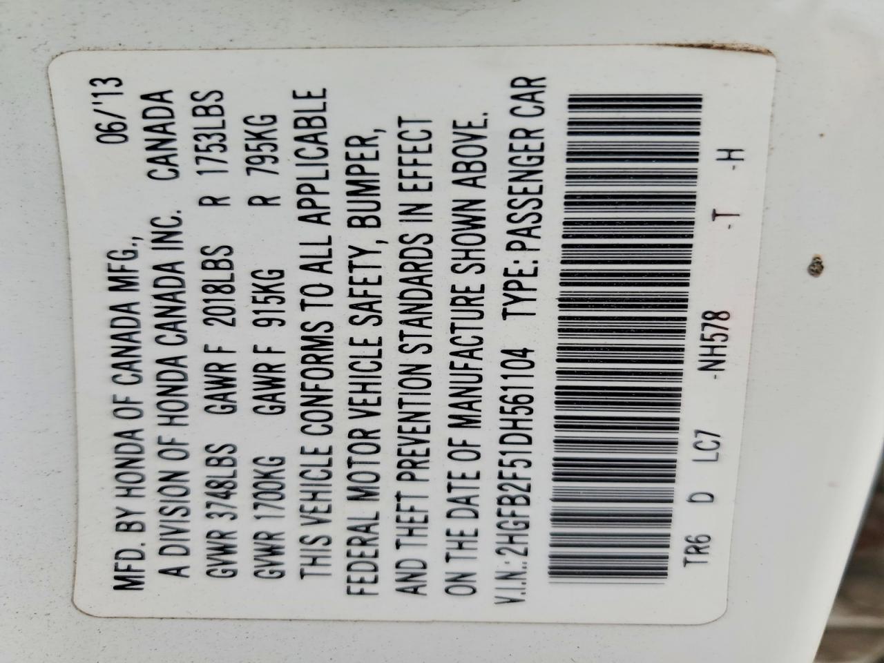 2013 Honda Civic Lx White vin: 2HGFB2F51DH561104