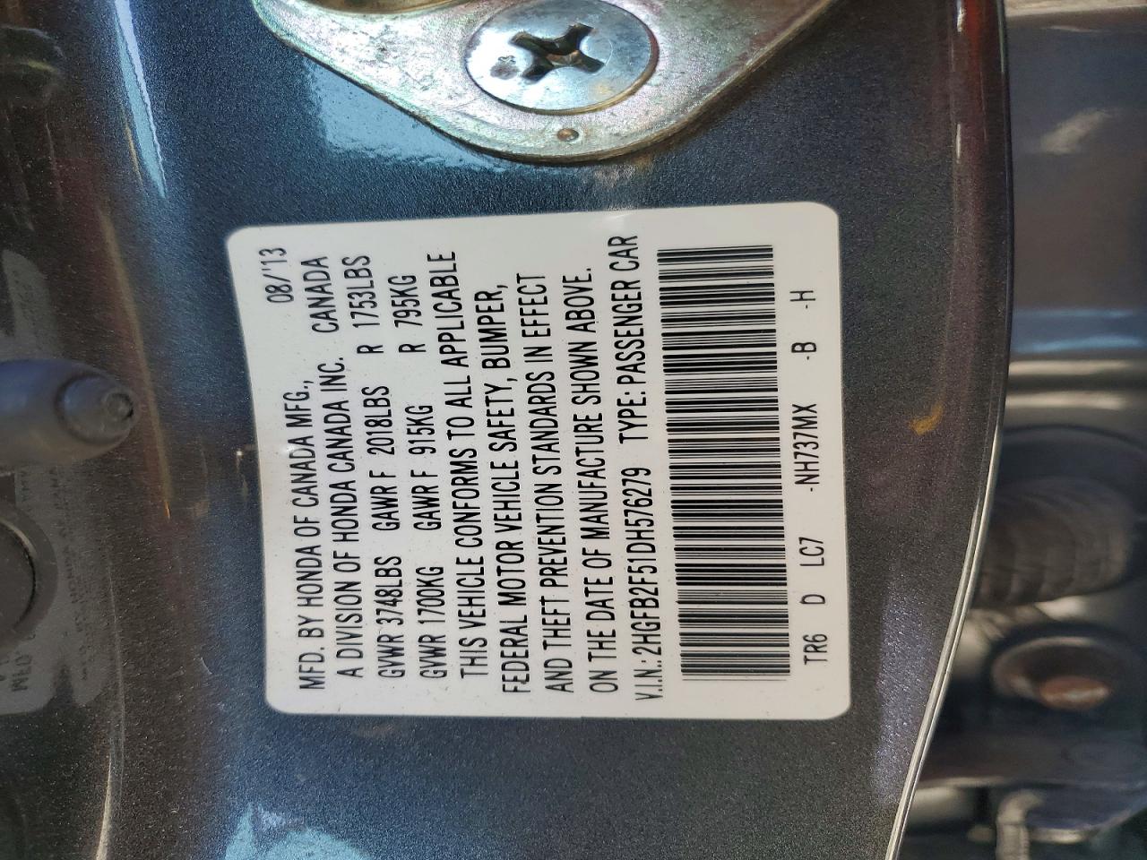 2013 Honda Civic Lx Black vin: 2HGFB2F51DH576279