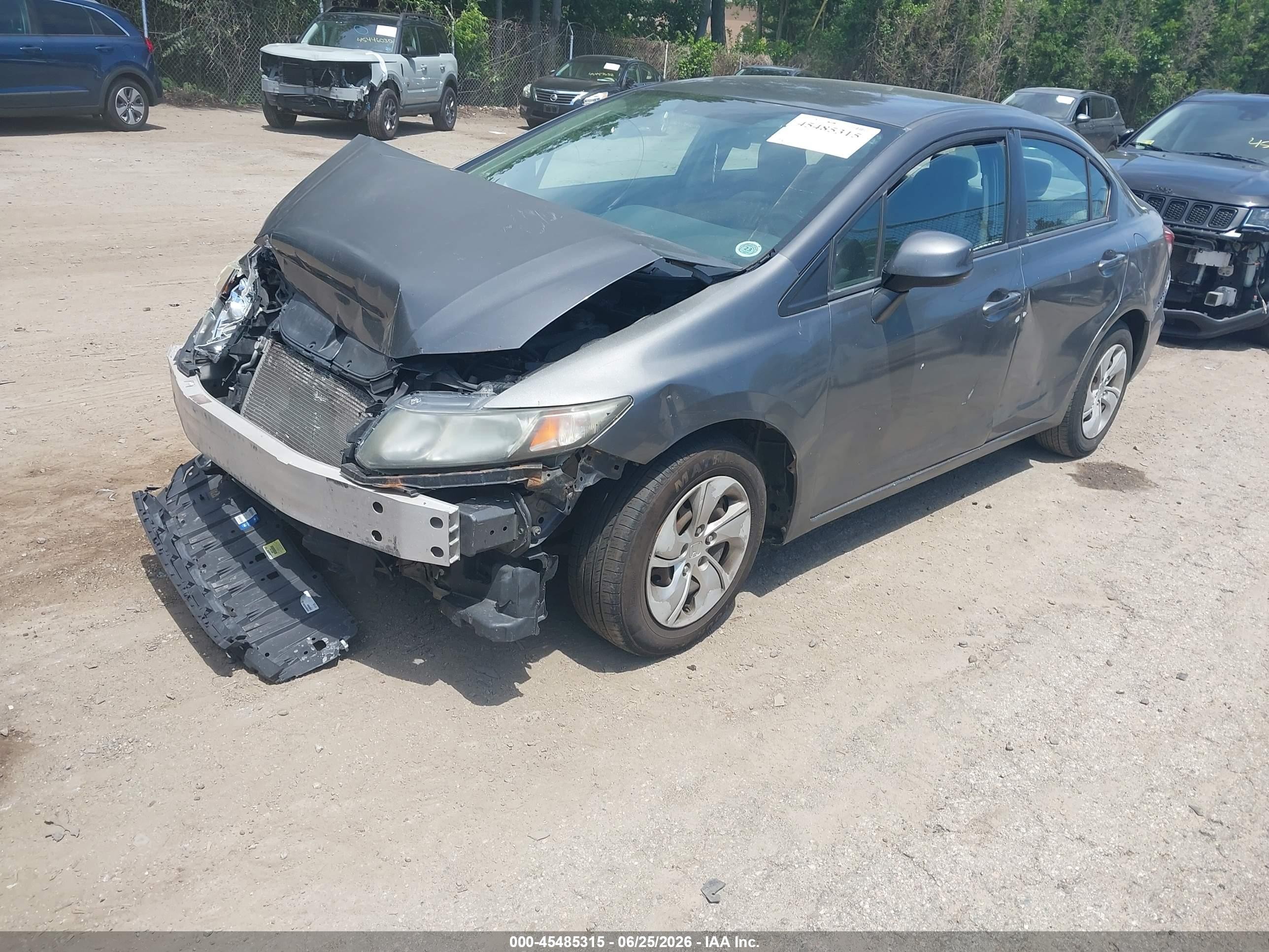 2013 Honda Civic Lx Gray vin: 2HGFB2F51DH586956