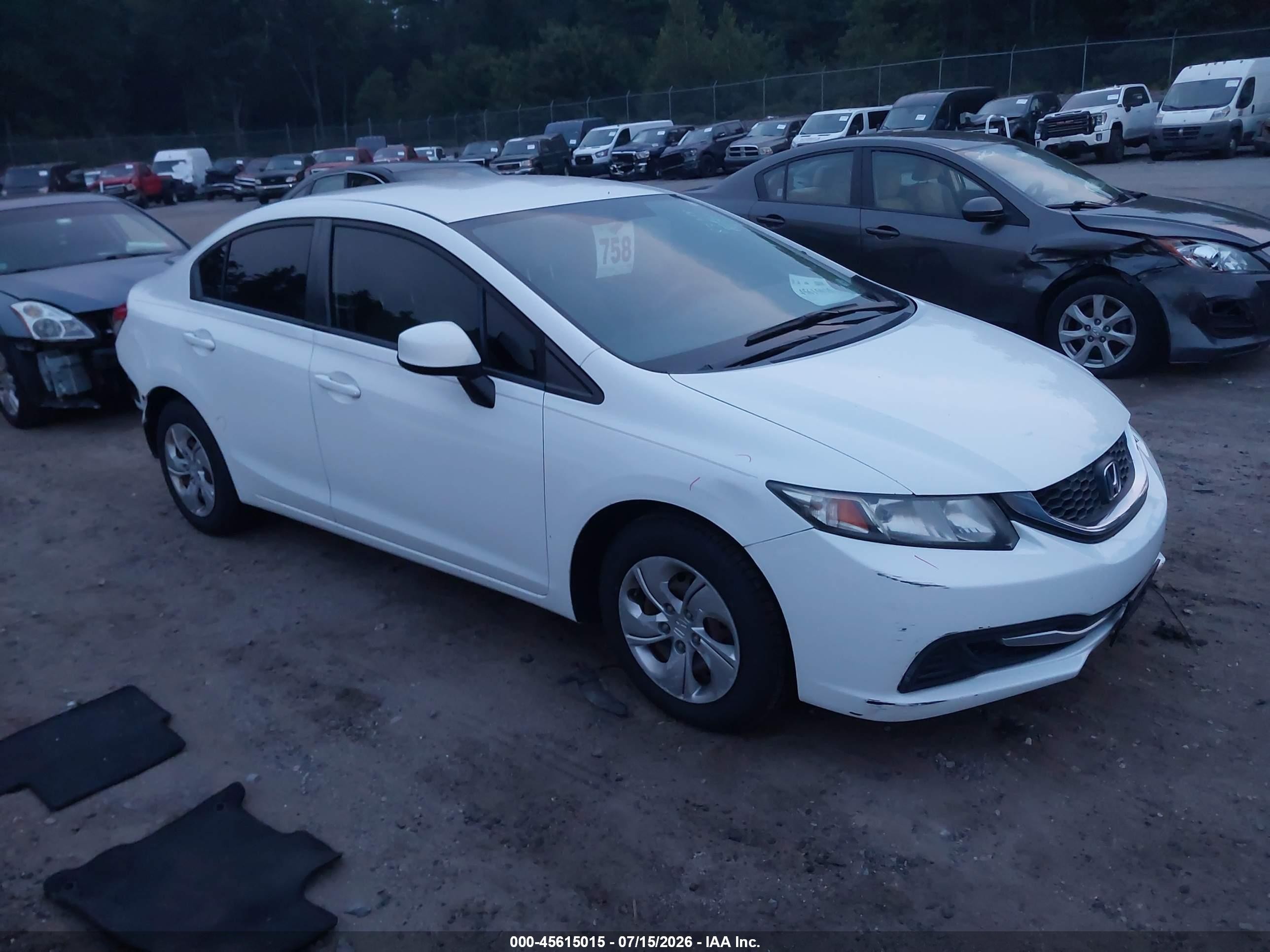 2013 Honda Civic Lx White vin: 2HGFB2F51DH596290