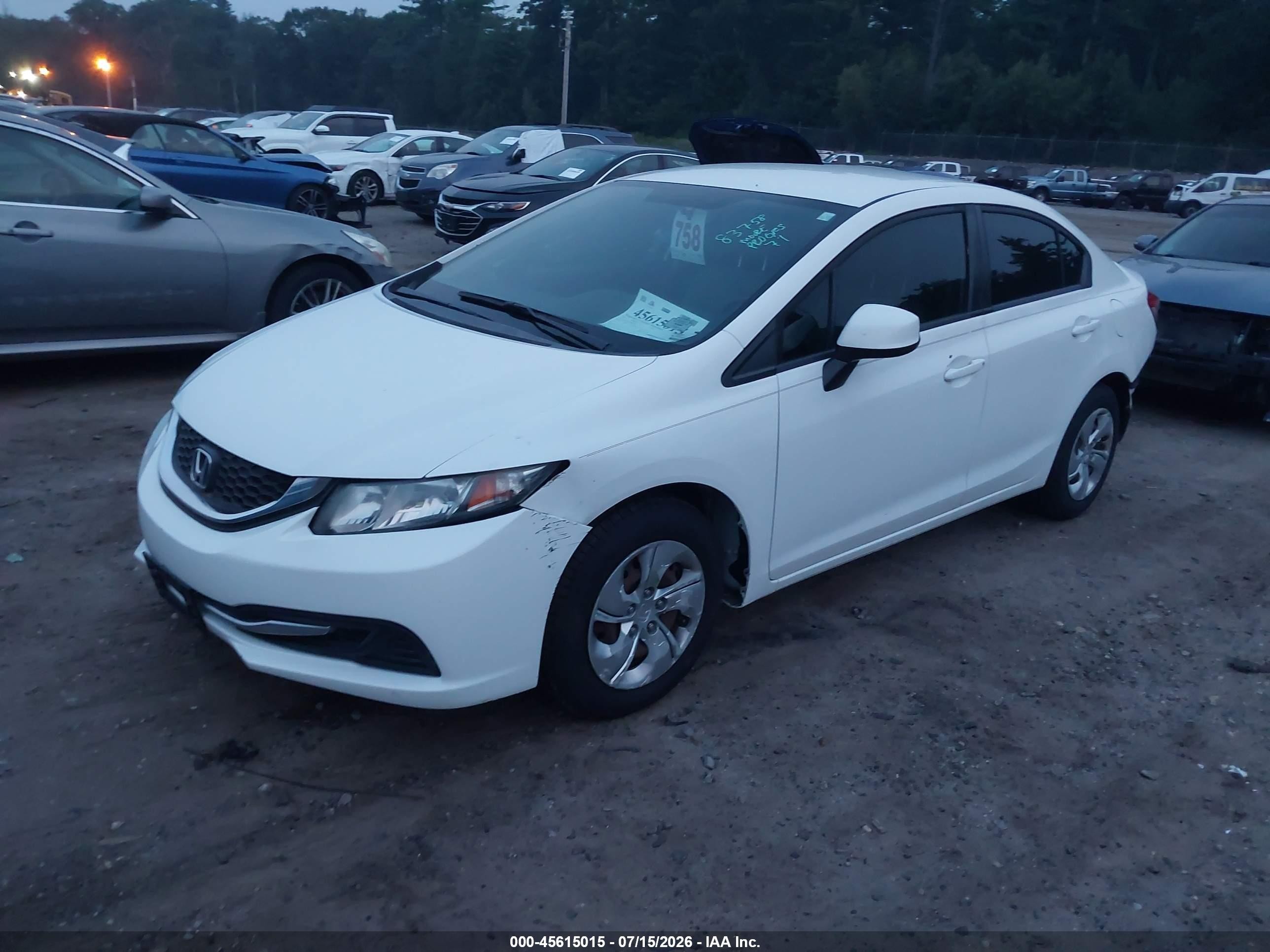 2013 Honda Civic Lx White vin: 2HGFB2F51DH596290