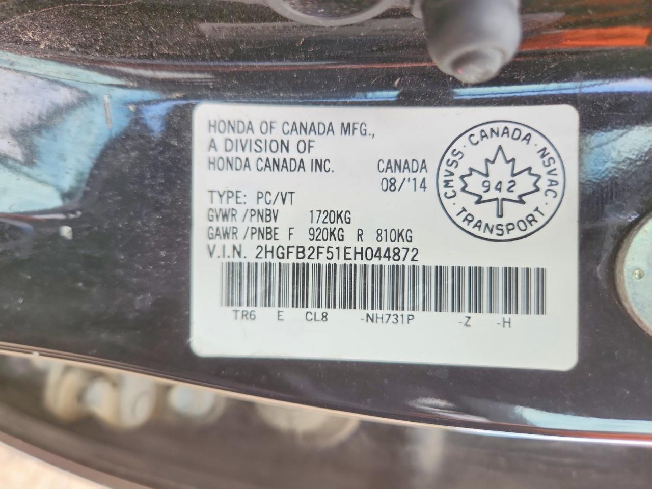 2014 Honda Civic Lx Black vin: 2HGFB2F51EH044872