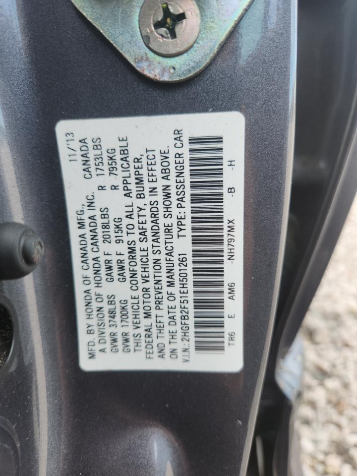 2014 Honda Civic Lx Gray vin: 2HGFB2F51EH501261