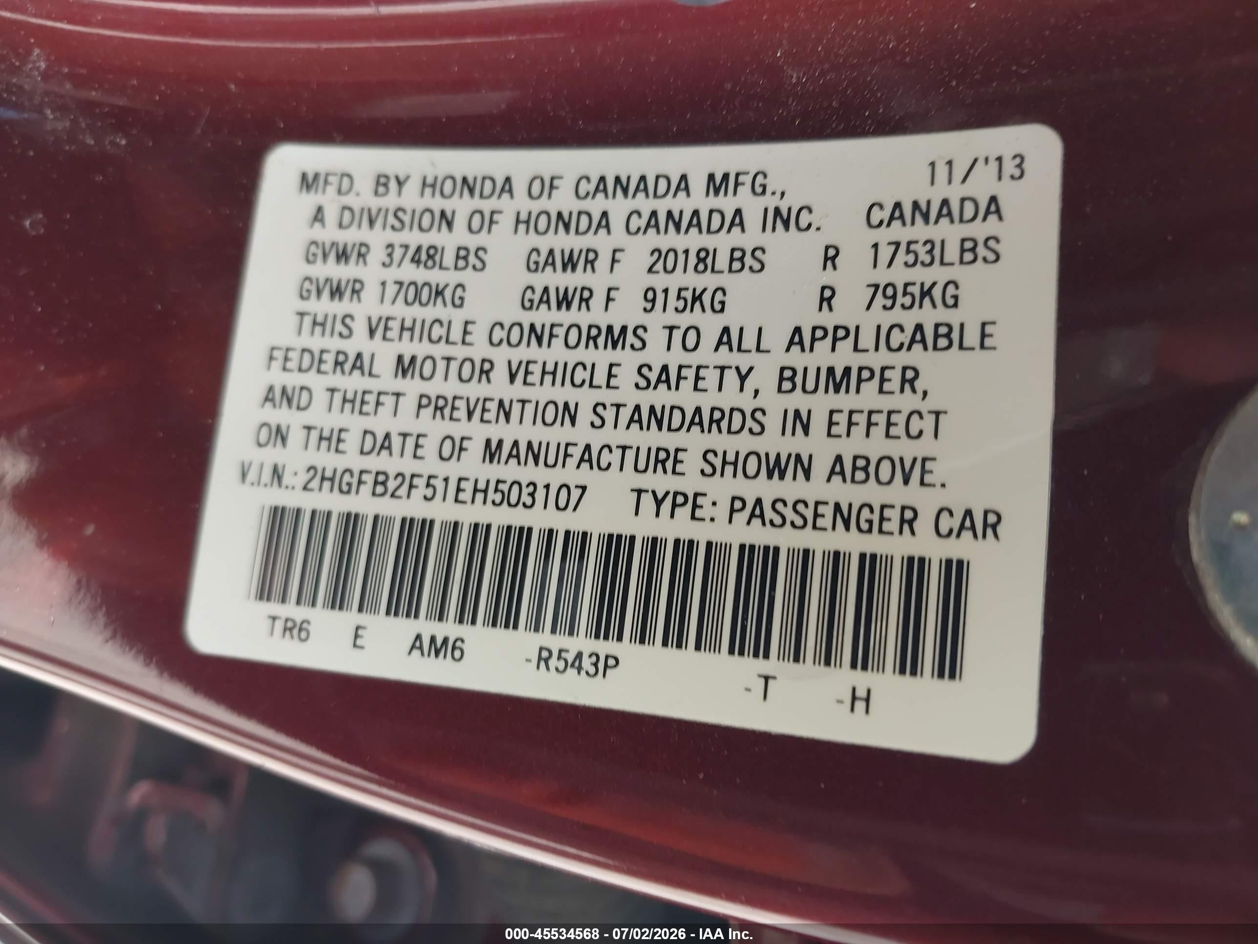2014 Honda Civic Lx Maroon vin: 2HGFB2F51EH503107