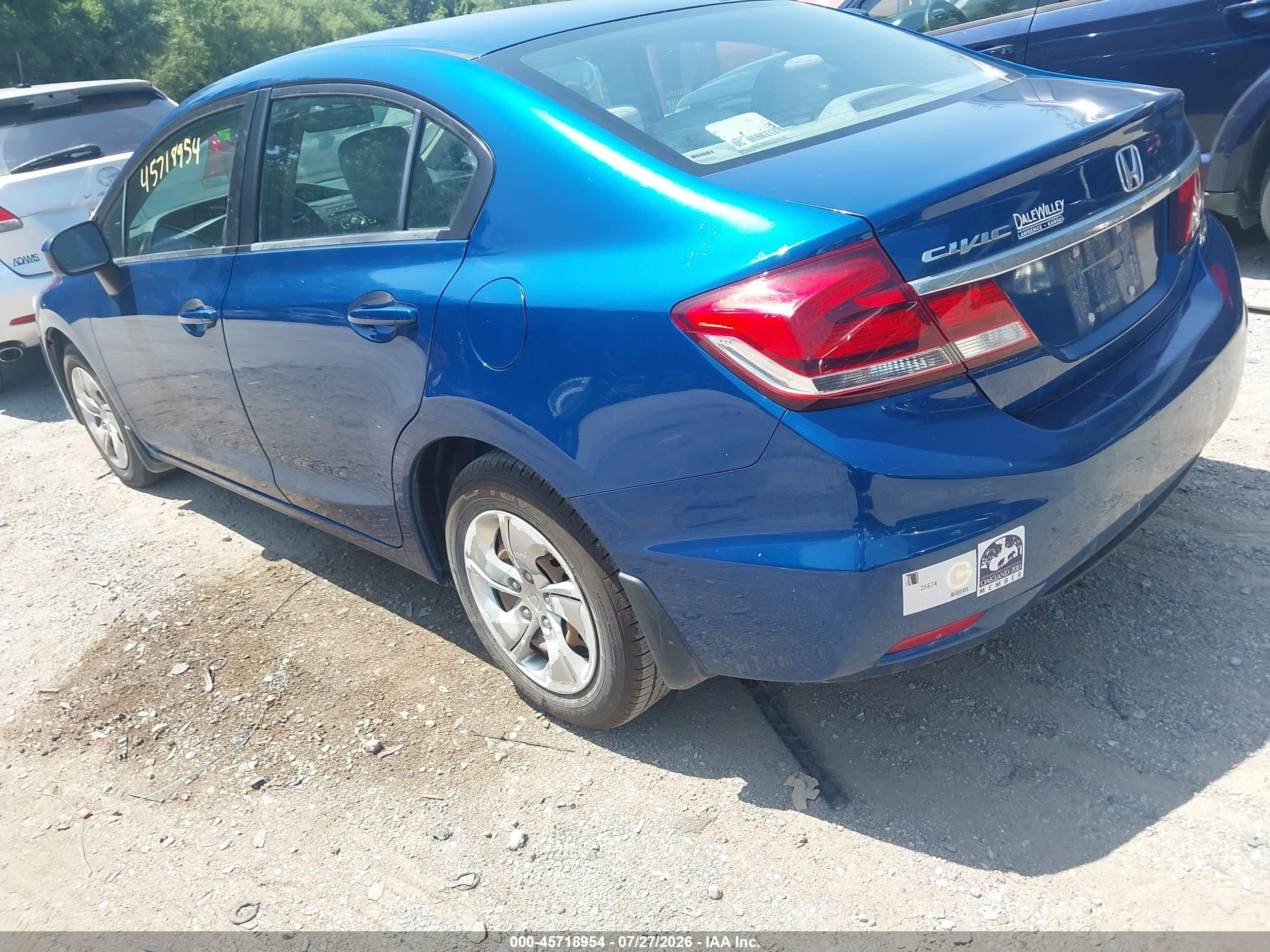 2014 Honda Civic Lx Blue vin: 2HGFB2F51EH513443