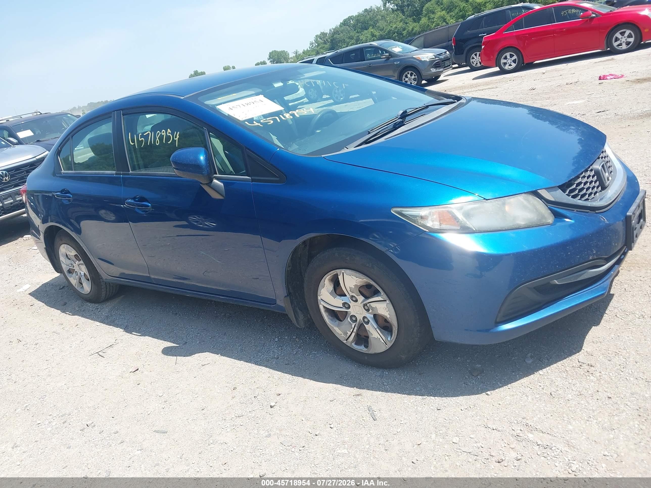 2014 Honda Civic Lx Blue vin: 2HGFB2F51EH513443