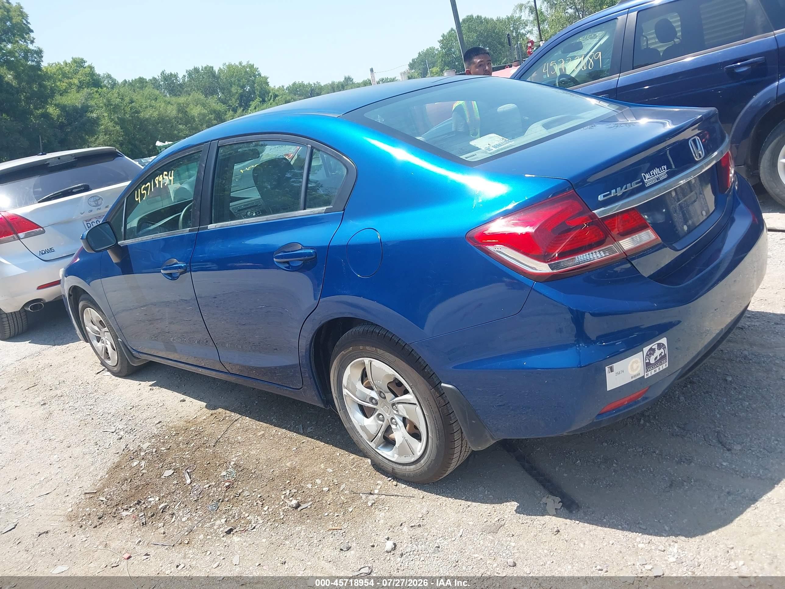 2014 Honda Civic Lx Blue vin: 2HGFB2F51EH513443